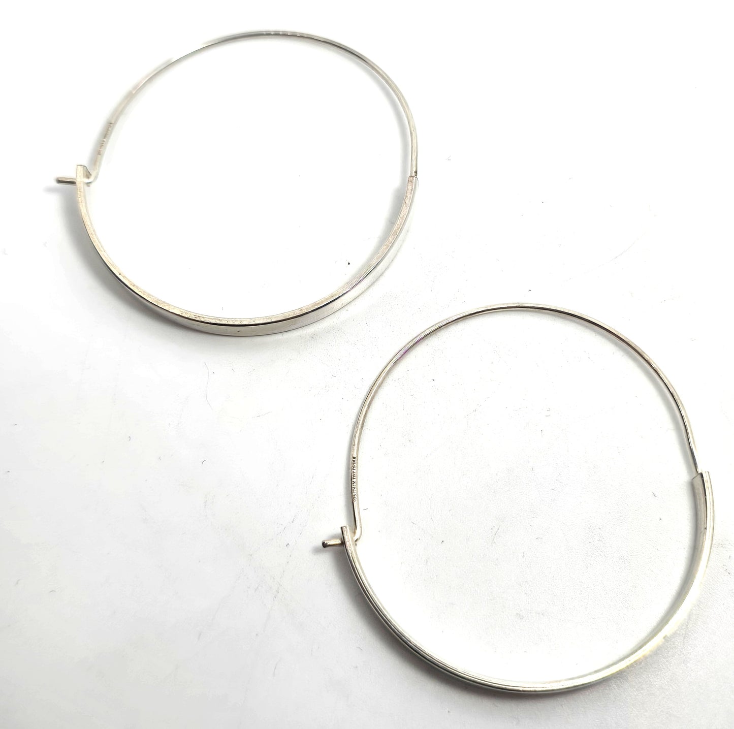Modernist hoop thick and thin hoop retro vintage sterling silver earrings