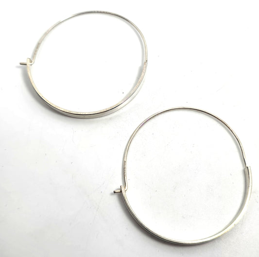 Modernist hoop thick and thin hoop retro vintage sterling silver earrings