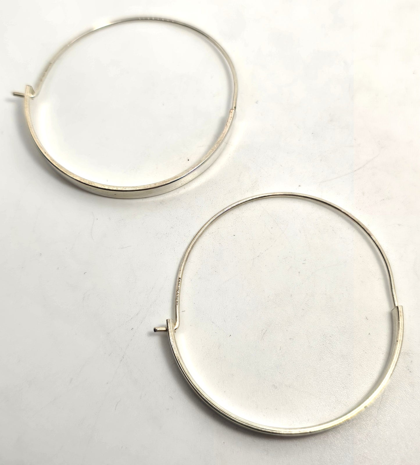 Modernist hoop thick and thin hoop retro vintage sterling silver earrings
