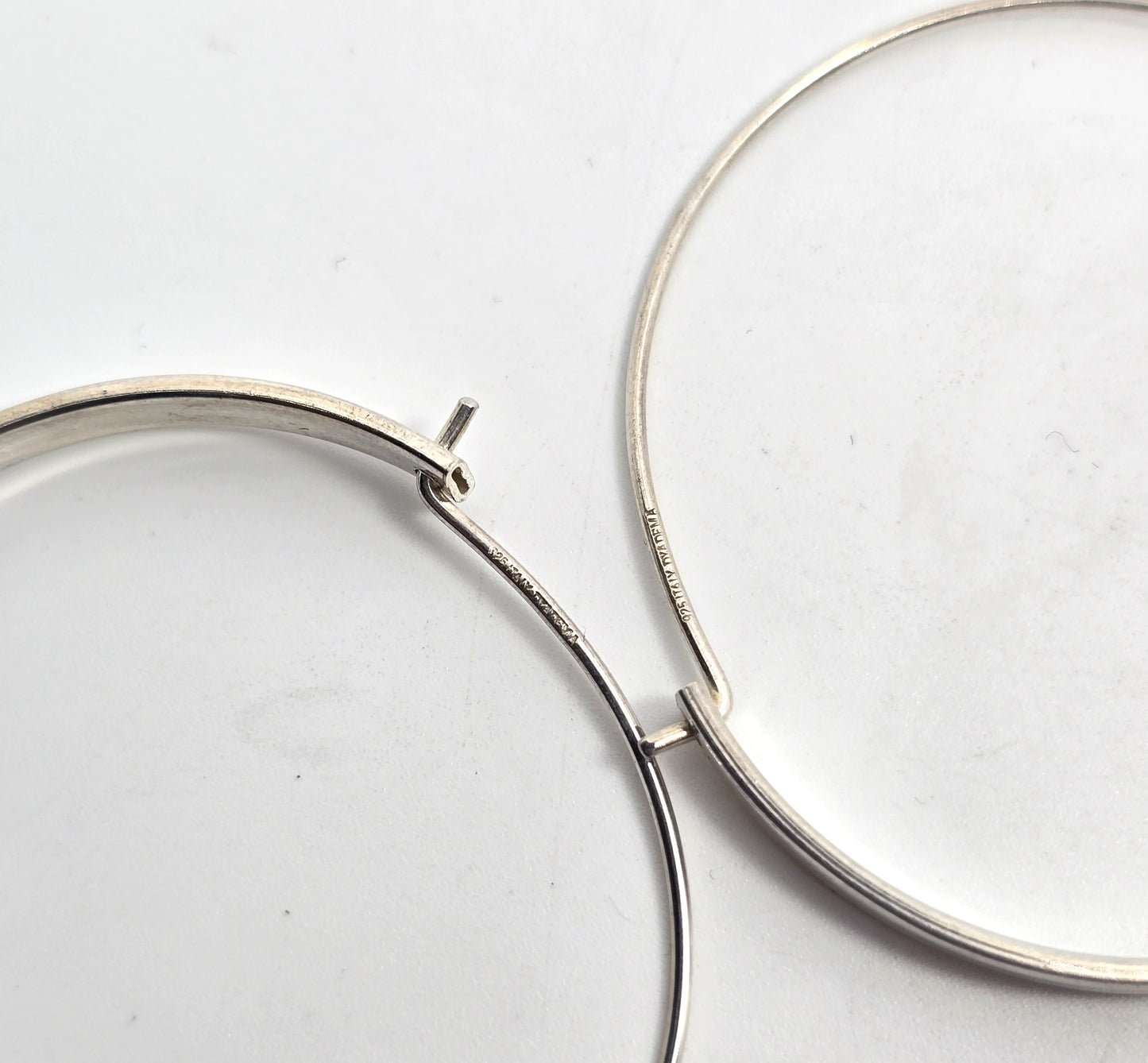Modernist hoop thick and thin hoop retro vintage sterling silver earrings