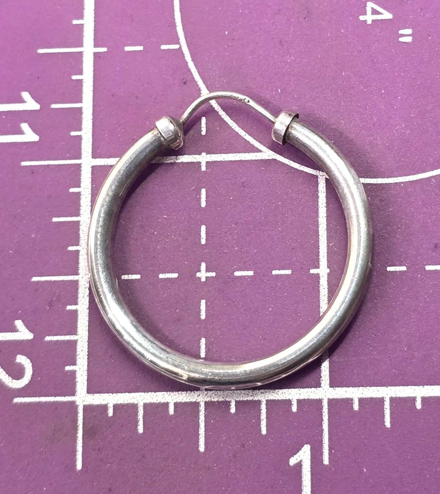 Thick tube vintage sterling silver 1 and 1/4" inch threaded hoop earrings
