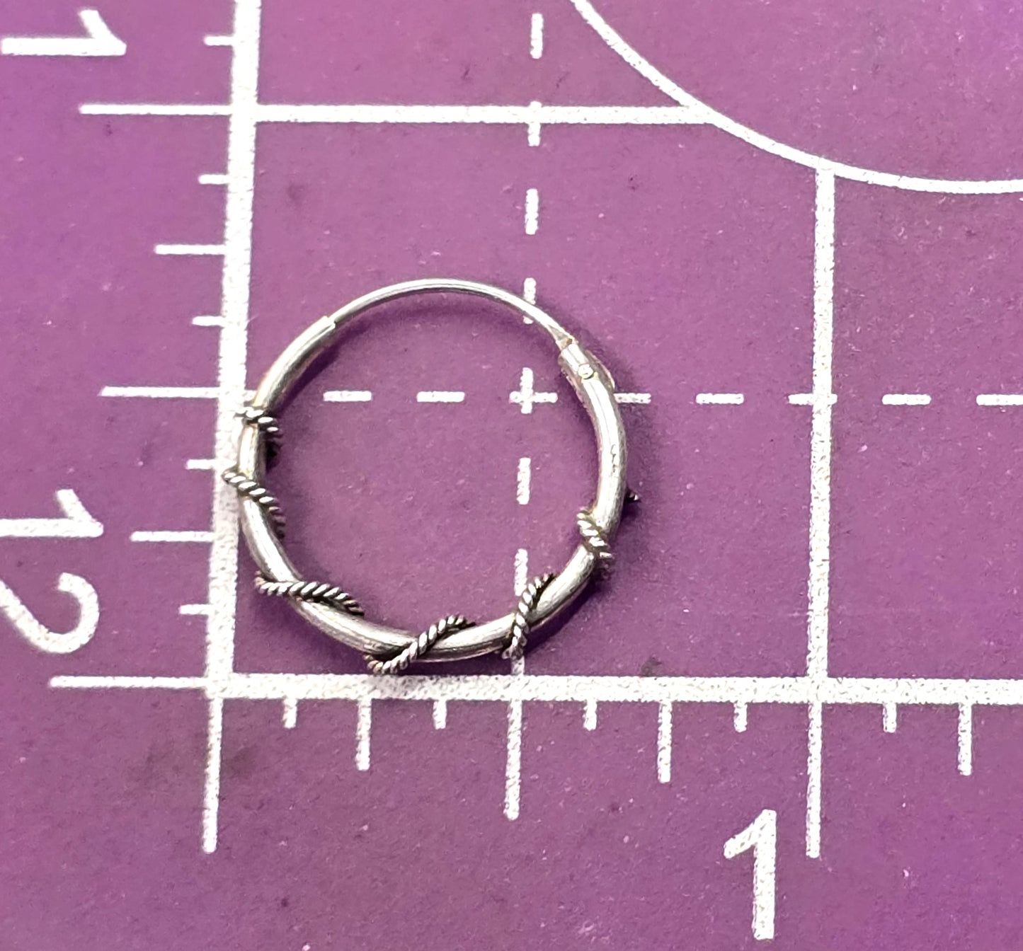 Tribal twisted silver plated small internal thread hollow vintage hoop earrings