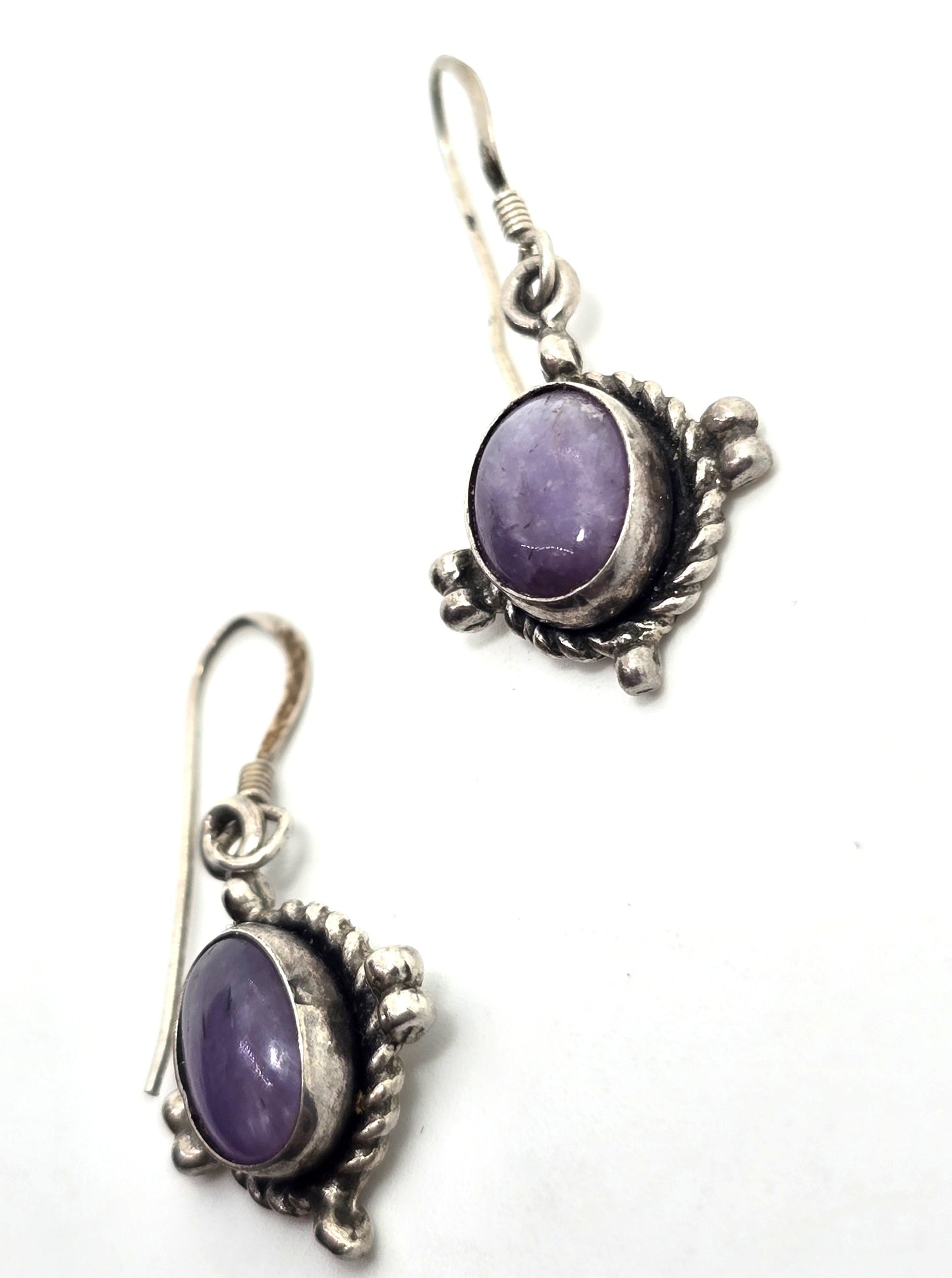 Charoite Purple gemstone Southwestern sterling silver vintage drop earrings