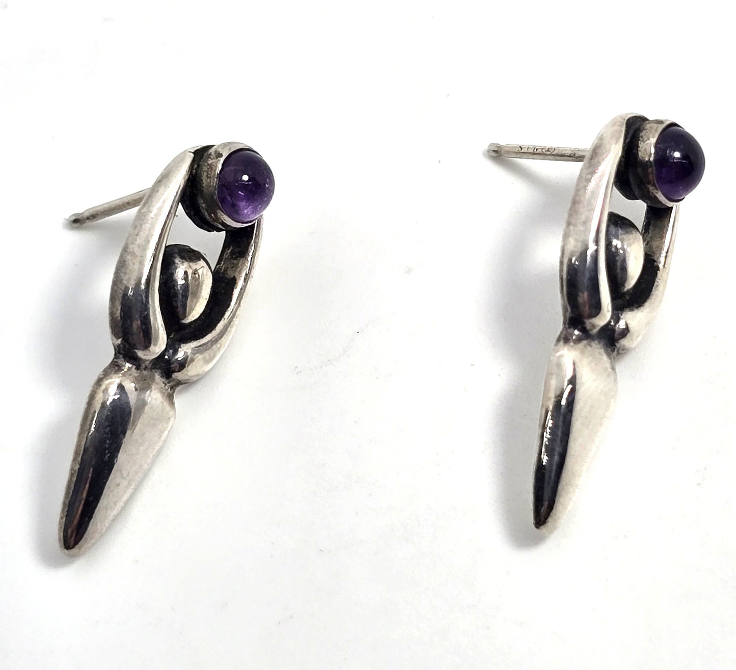 Goddess amethyst purple gemstone sterling silver stud earrings