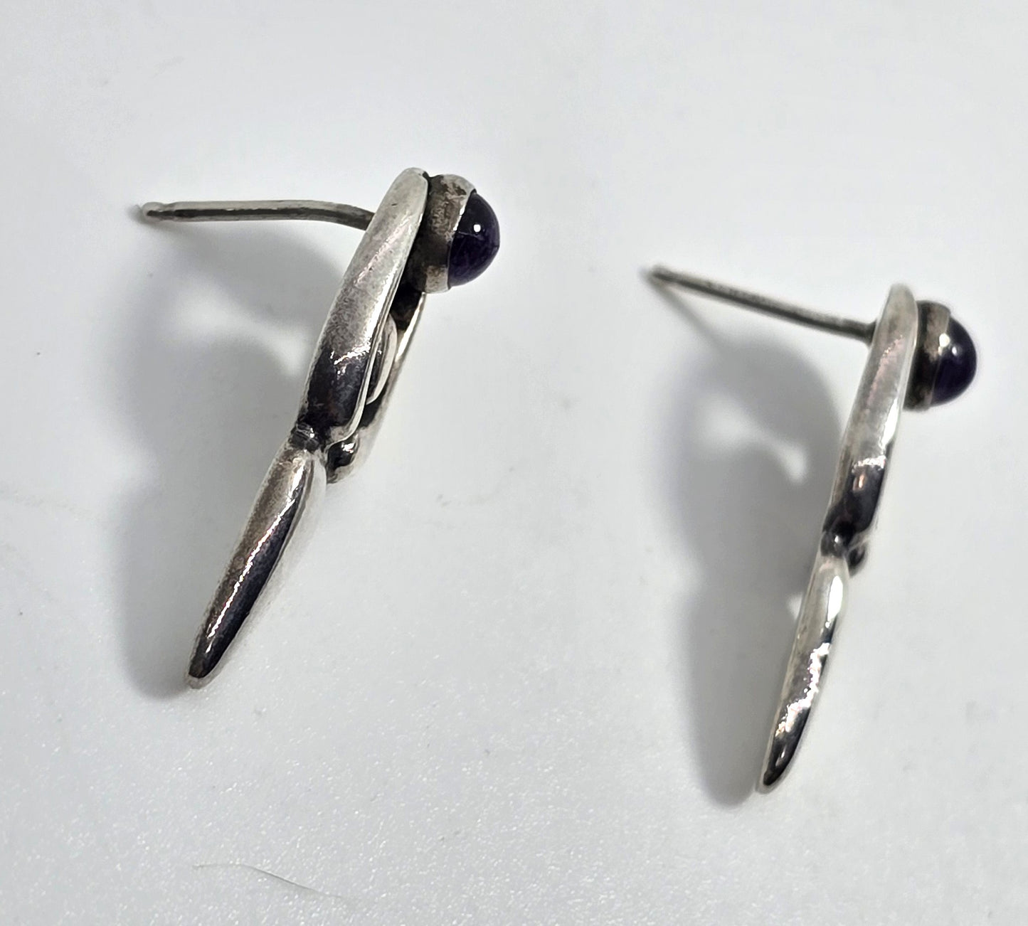 Goddess amethyst purple gemstone sterling silver stud earrings