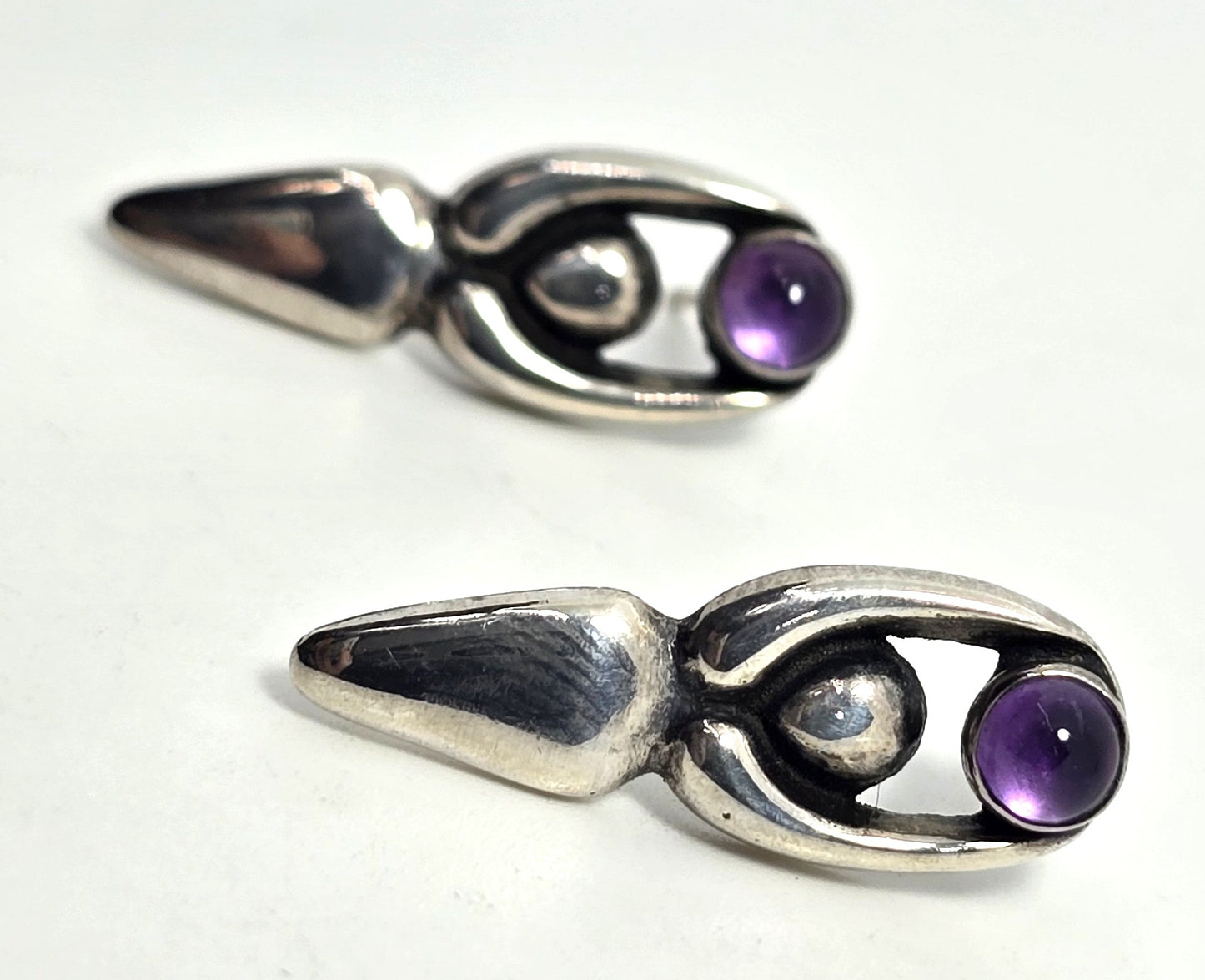 Goddess amethyst purple gemstone sterling silver stud earrings