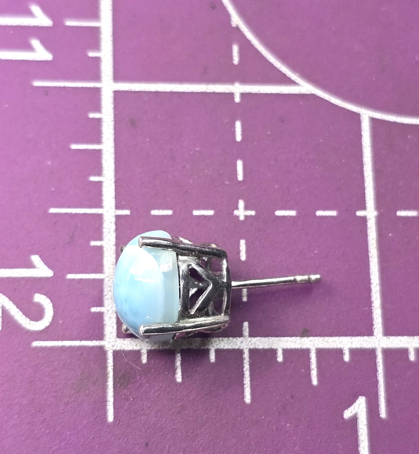 Larimar blue gemstone Dominican Republic sterling silver vintage stud earrings