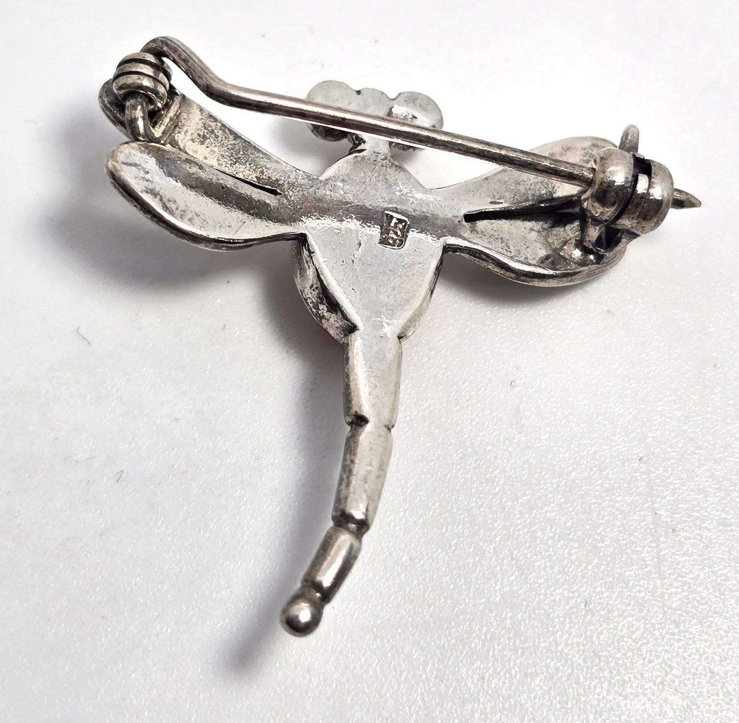 Baltic amber vintage sterling silver dragonfly bug brooch