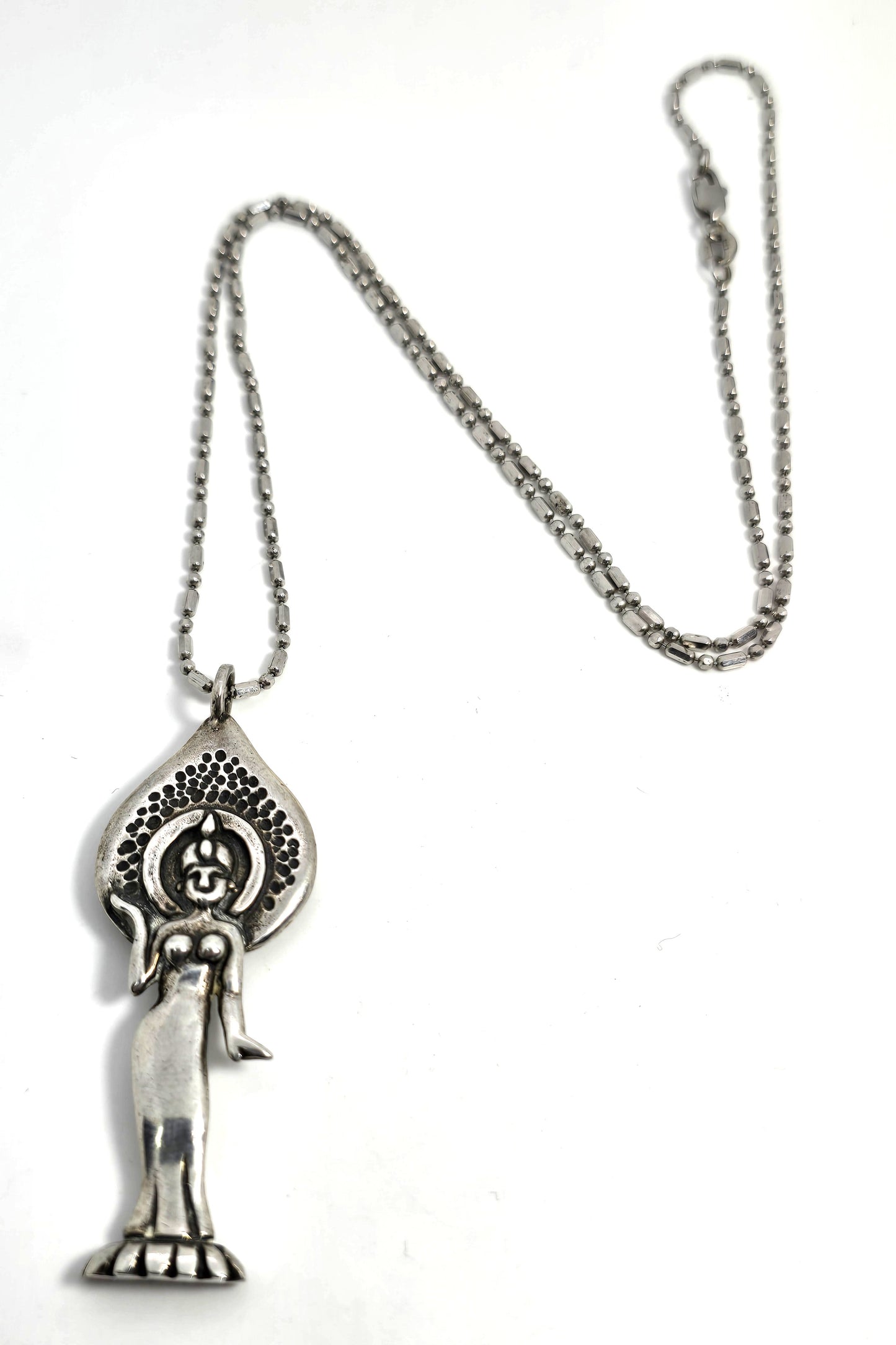Jane Iris Kuan Yin Chinese Goddess of compassion sterling silver necklace