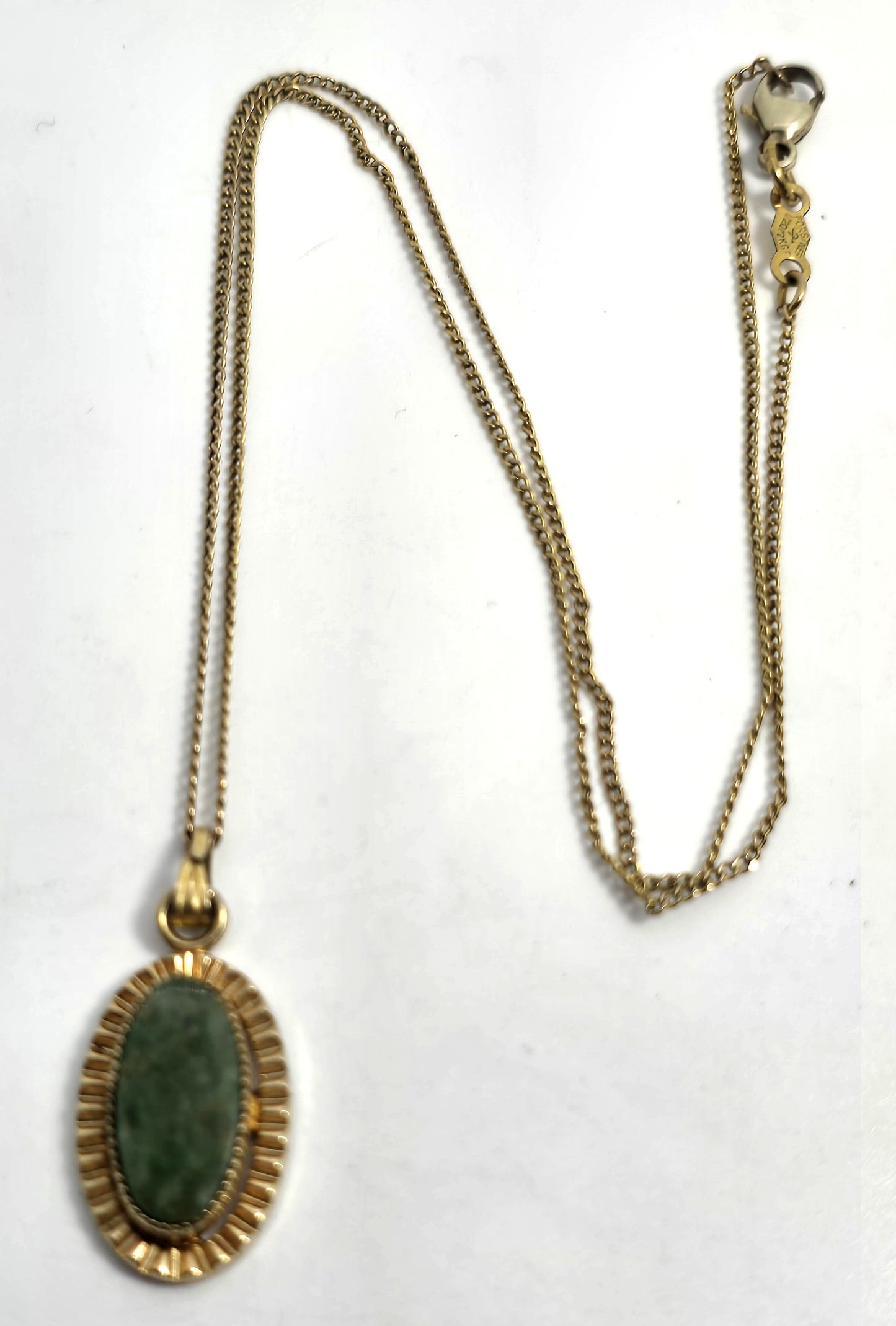 Connemara marble Blarney stone Irish 12k gold filled vintage pendant necklace