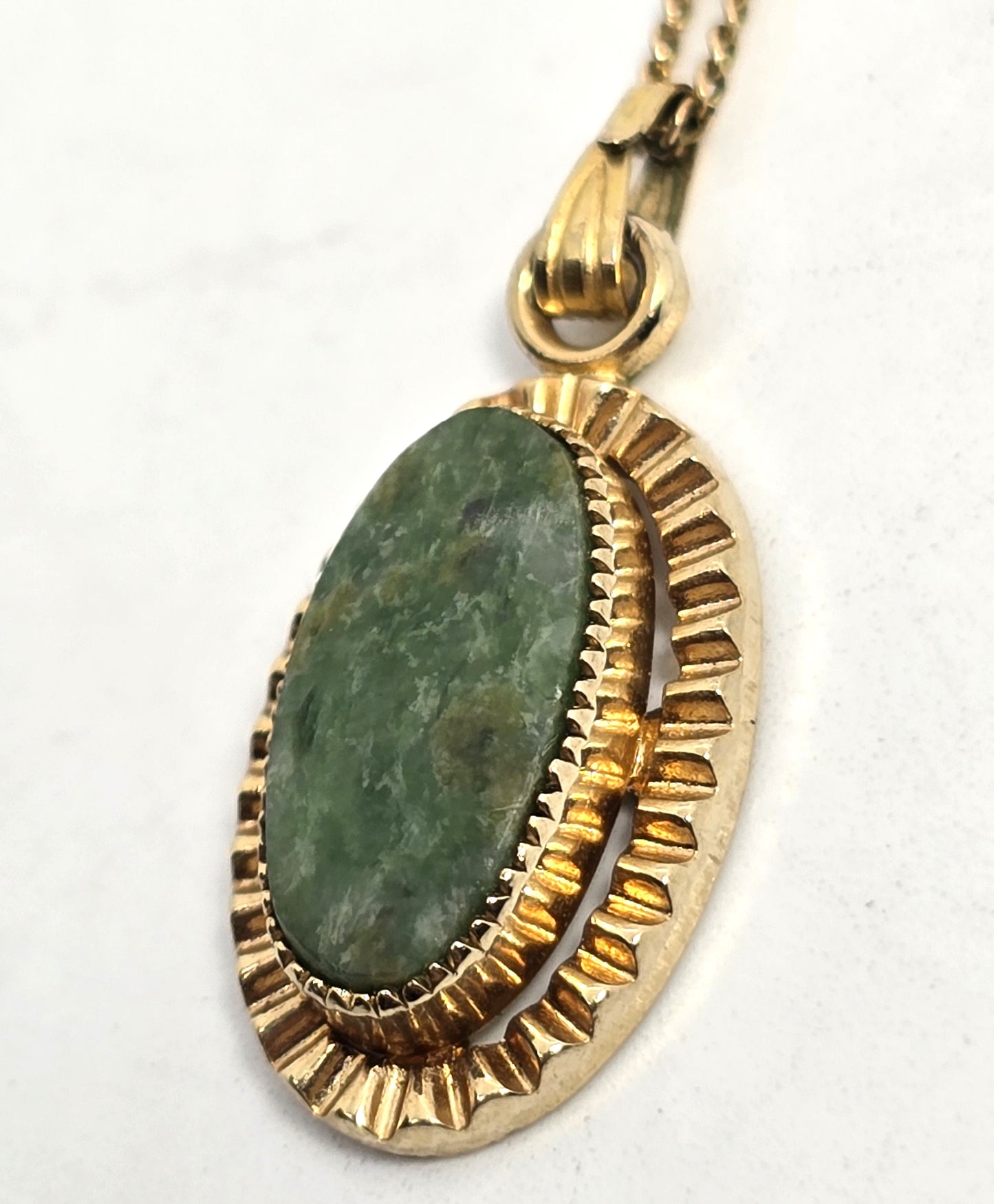 Connemara marble Blarney stone Irish 12k gold filled vintage pendant necklace
