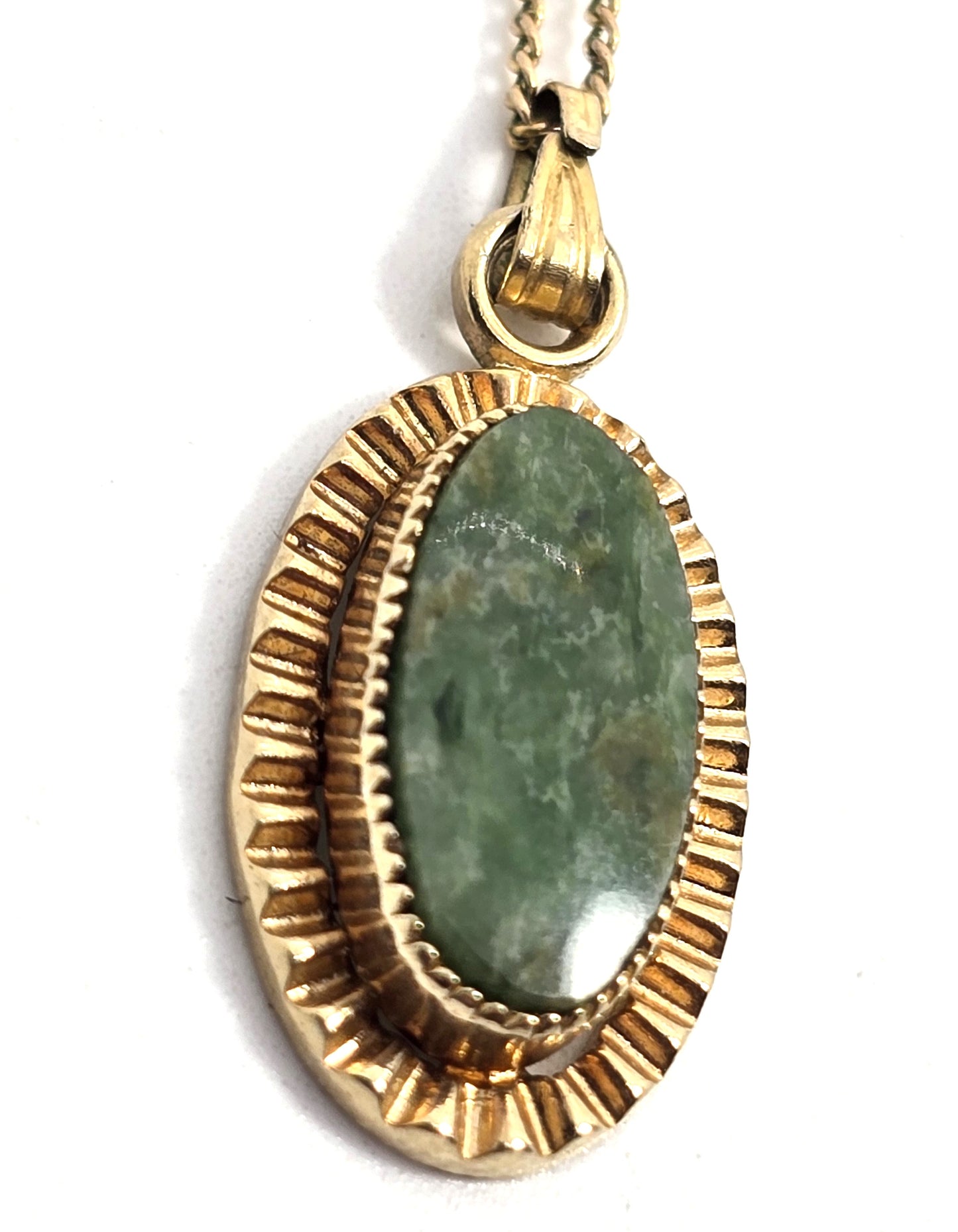 Connemara marble Blarney stone Irish 12k gold filled vintage pendant necklace