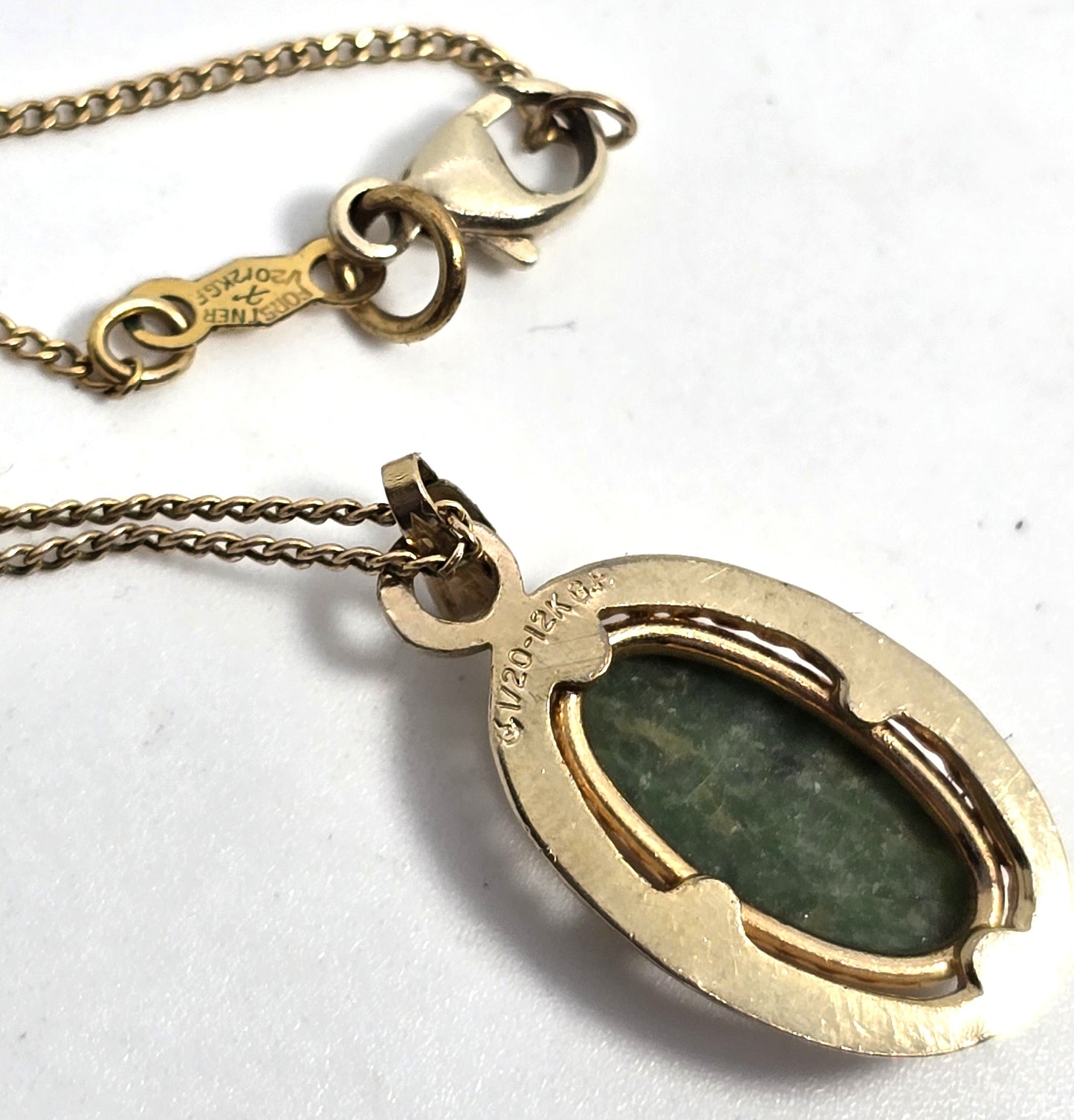Connemara marble Blarney stone Irish 12k gold filled vintage pendant necklace