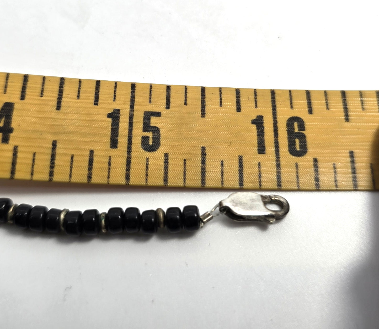 Wolf howling at the moon black seed bead artisan sterling silver necklace