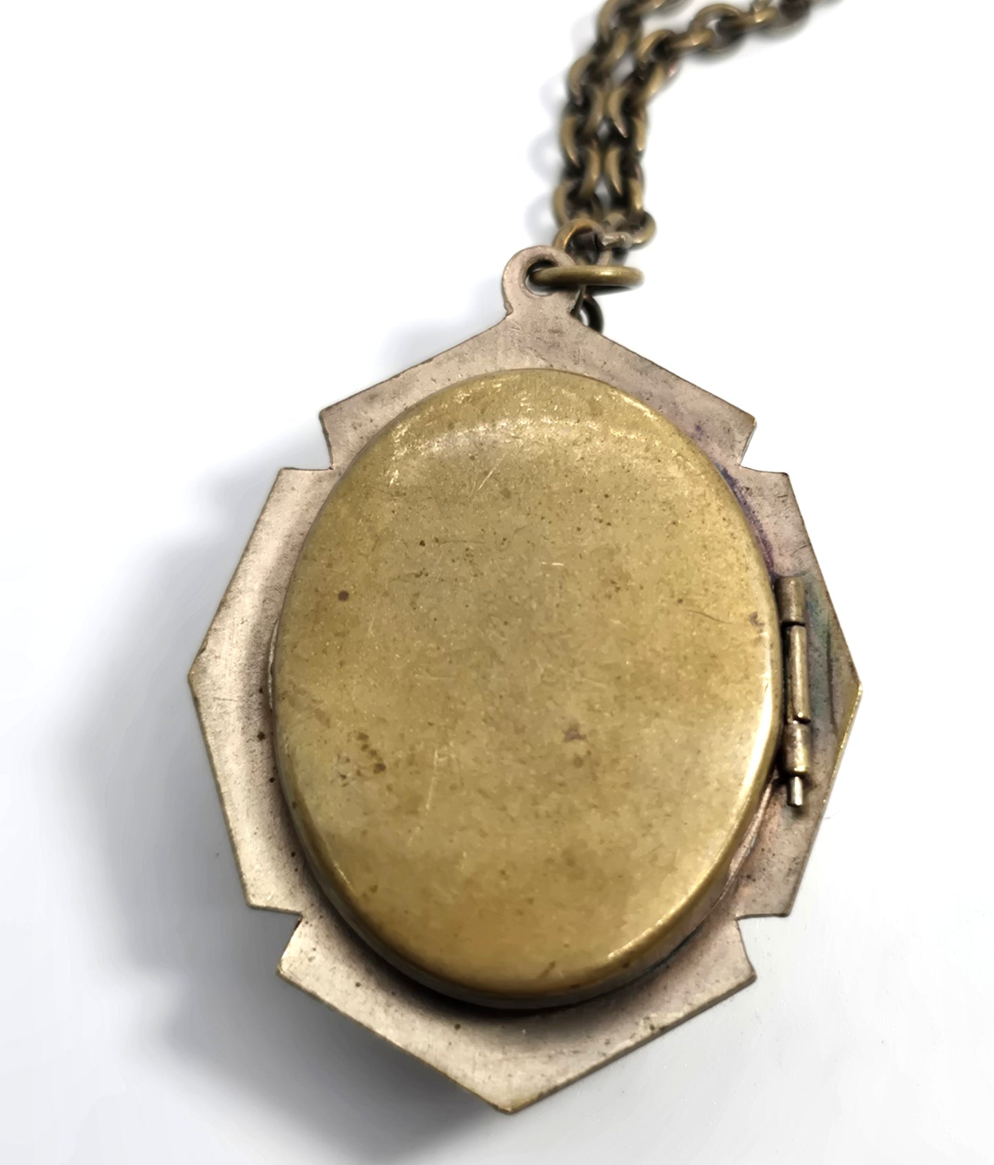 Taille de épargne Purple large paste Czech Glass Victorian locket necklace