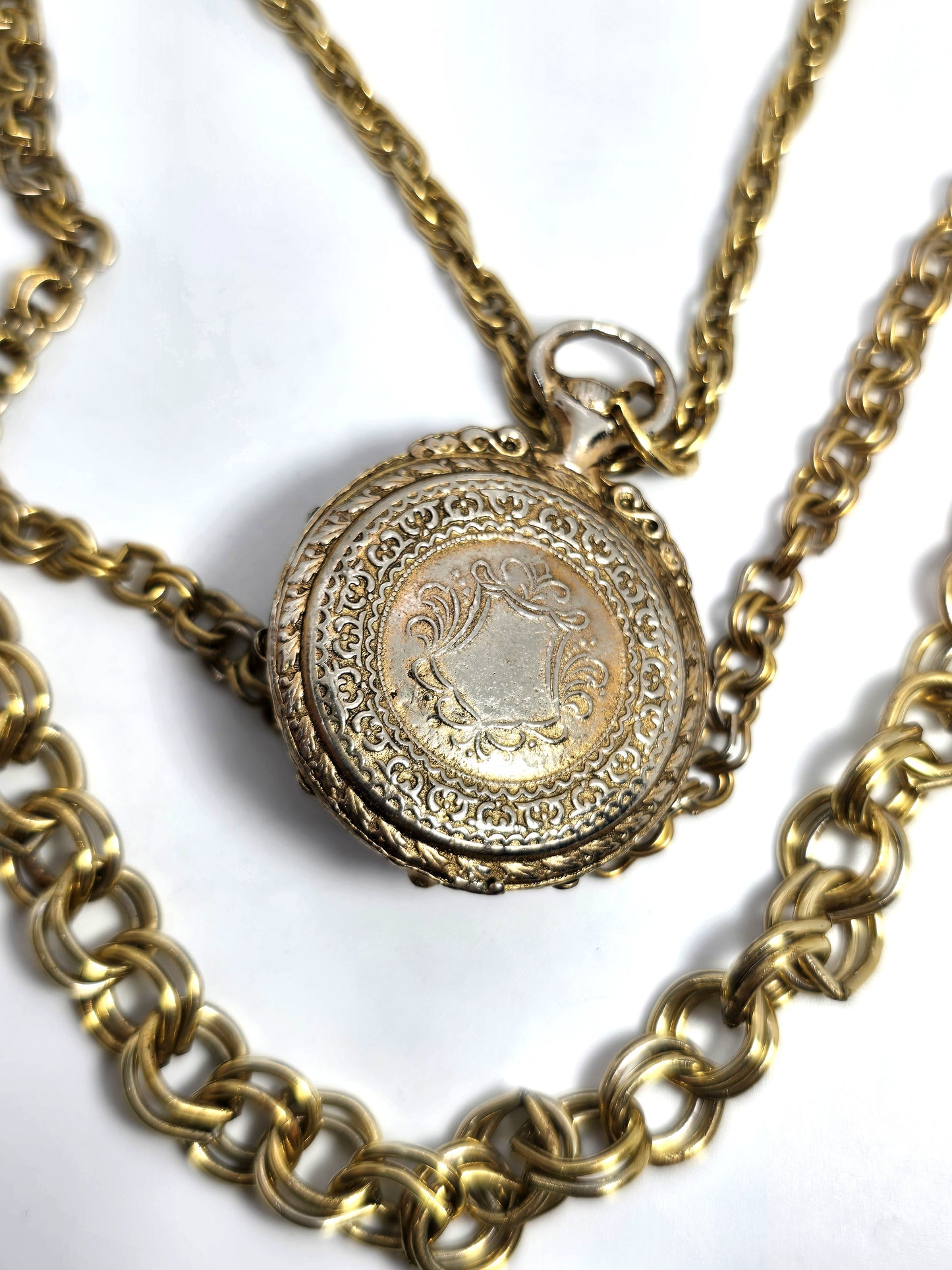 Victorian Revival turquoise knocker gold toned vintage festoon necklace