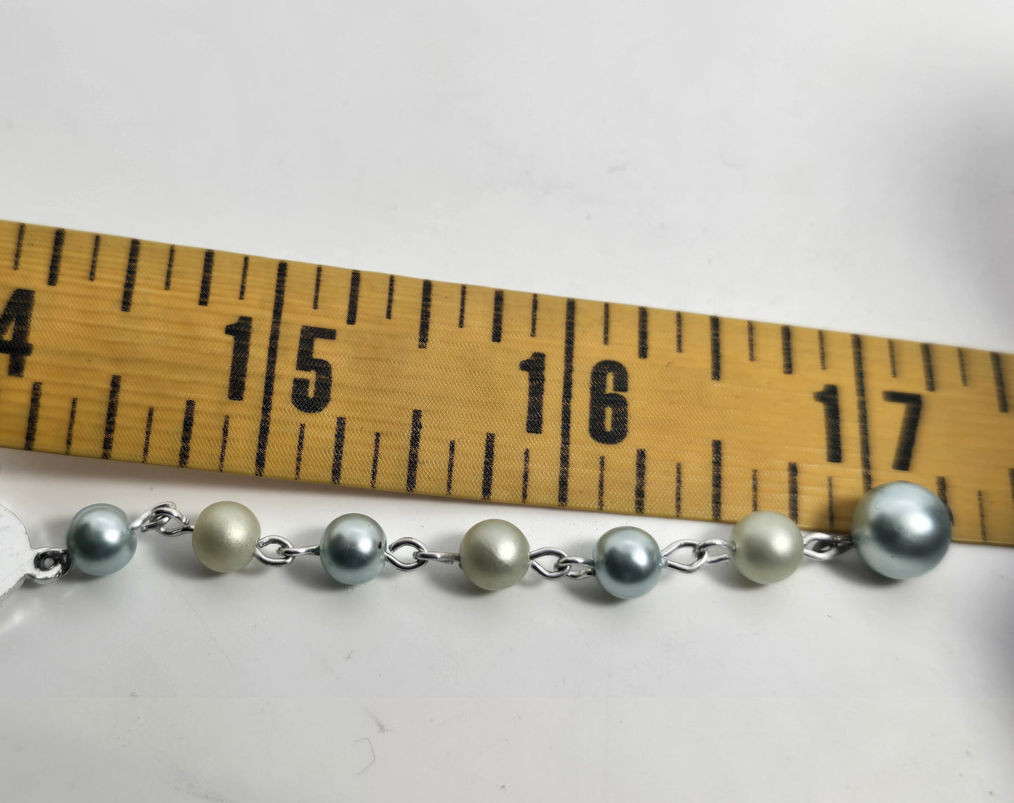 Baby blue pearlized and matte plastic beaded 3 stand vintage necklace