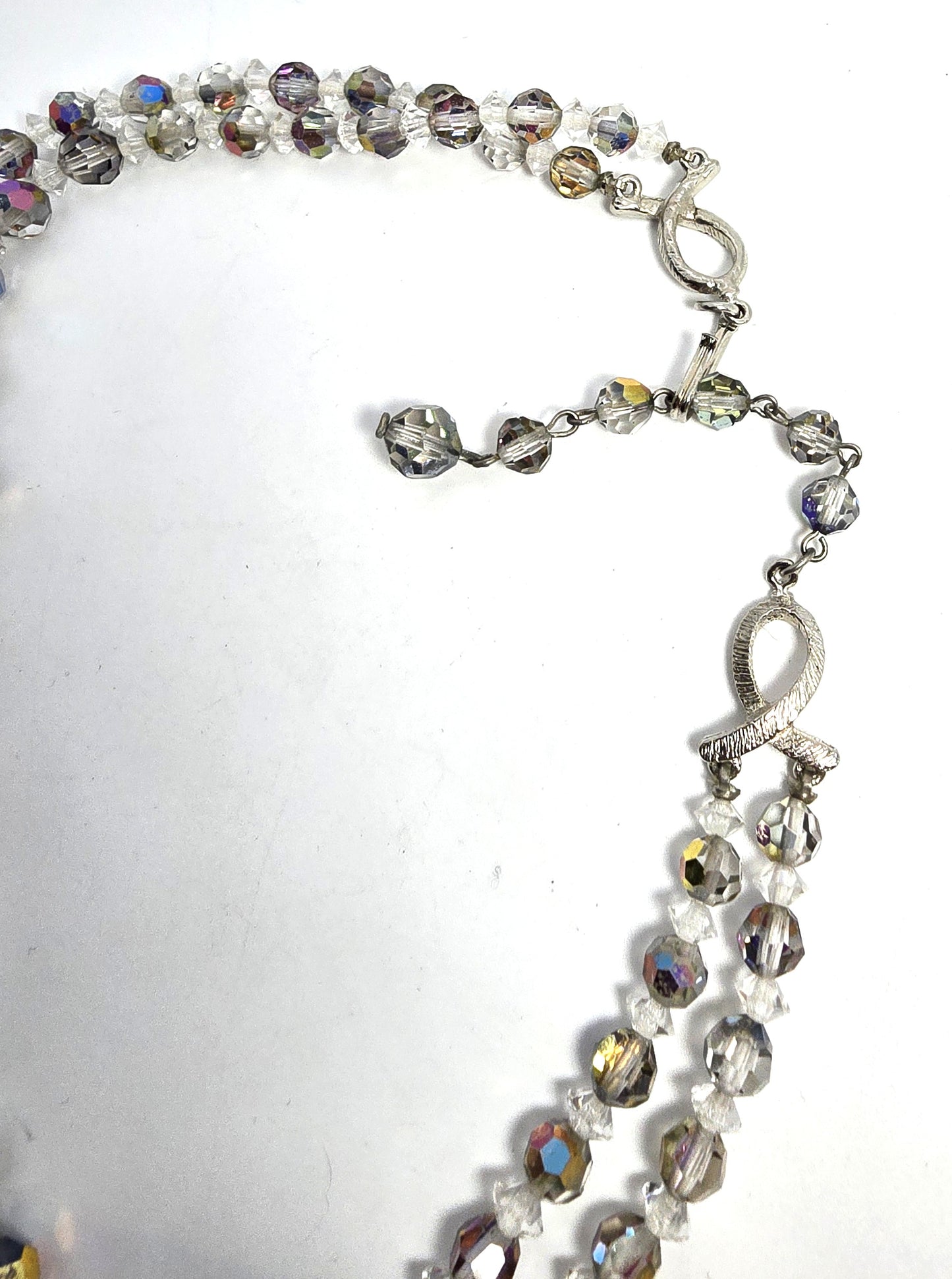 Austrian Crystal Silver Aurora Borealis graduated double strand vintage necklace