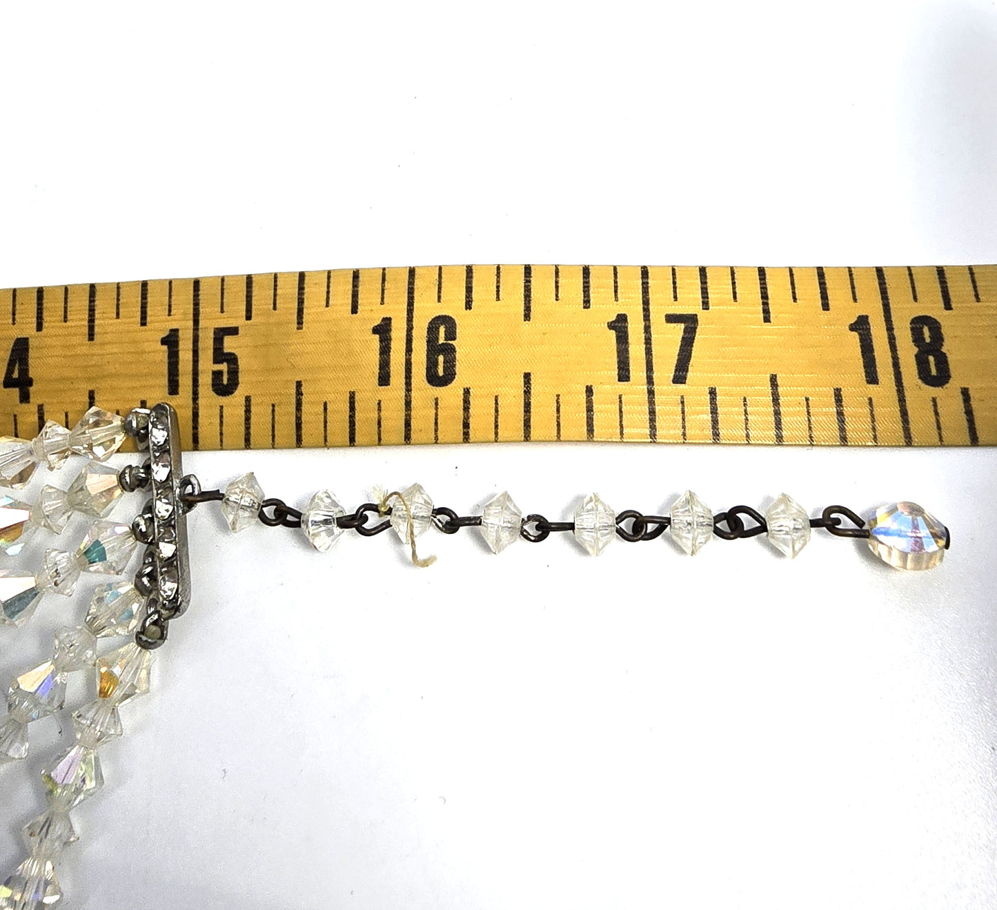 Five Strand Austrian Crystal Aurora borealis graduated bi-cone vintage necklace
