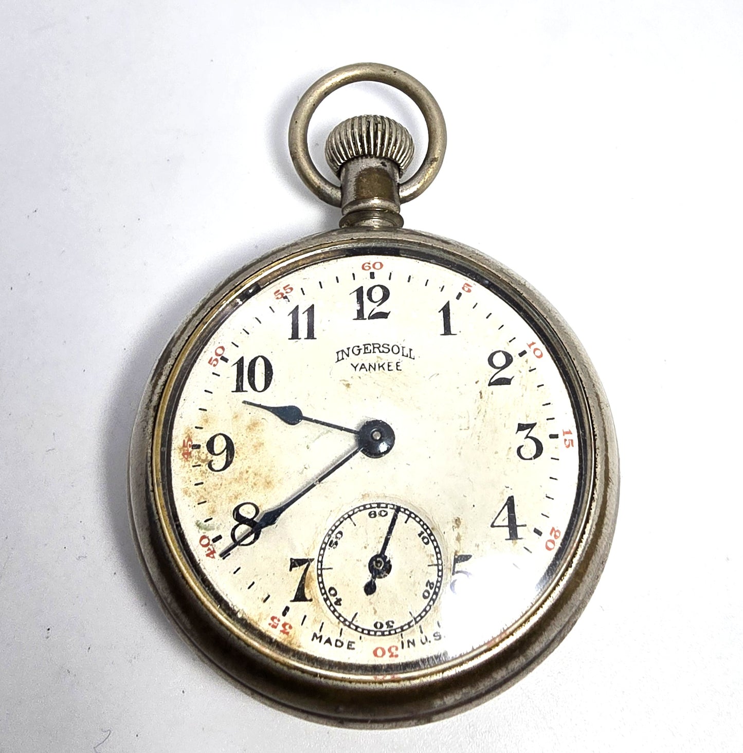 Ingersoll Yankee vintage silver plated pocket watch "dollar watch" for repair