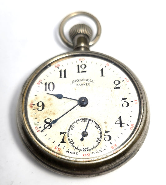 Ingersoll Yankee vintage silver plated pocket watch "dollar watch" for repair