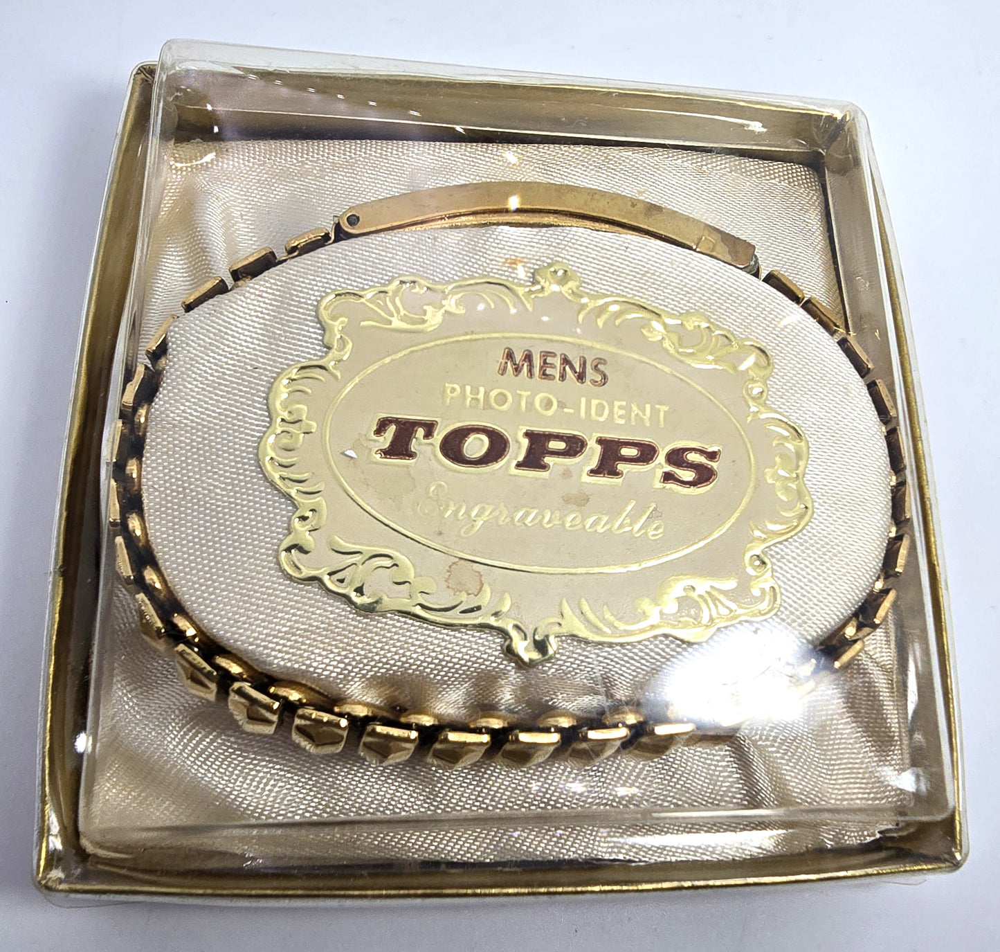 Topps Photo-Ident engravable stretch sweetheart locket bracelet in box