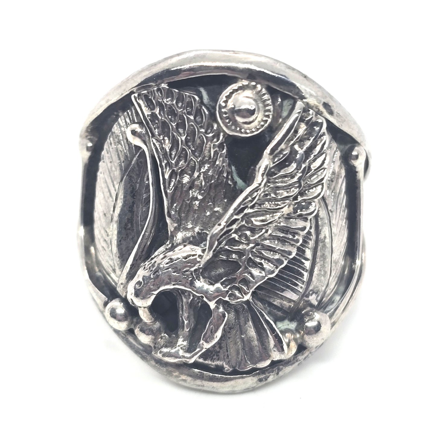 Cecil Henry Flying Eagle Native American sterling silver vintage ring size 13