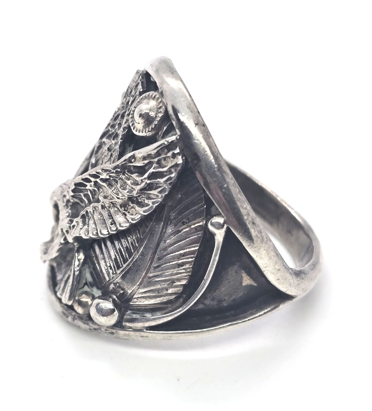 Cecil Henry Flying Eagle Native American sterling silver vintage ring size 13