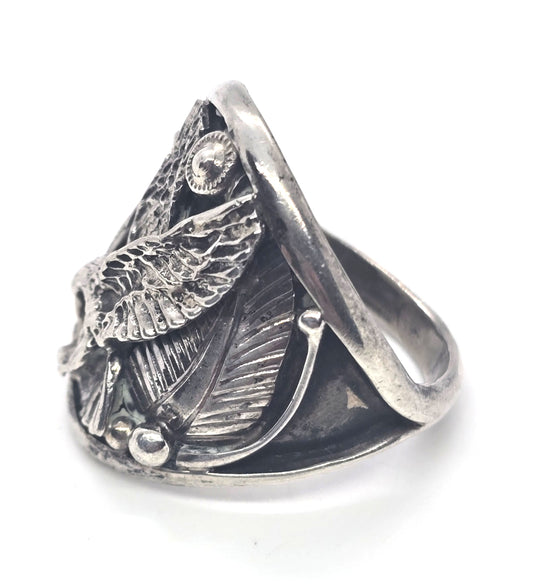 Cecil Henry Flying Eagle Native American sterling silver vintage ring size 13