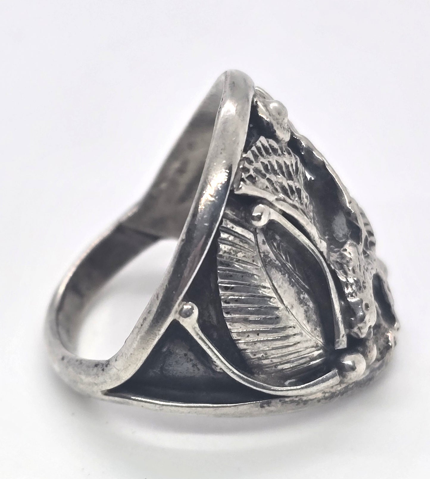 Cecil Henry Flying Eagle Native American sterling silver vintage ring size 13