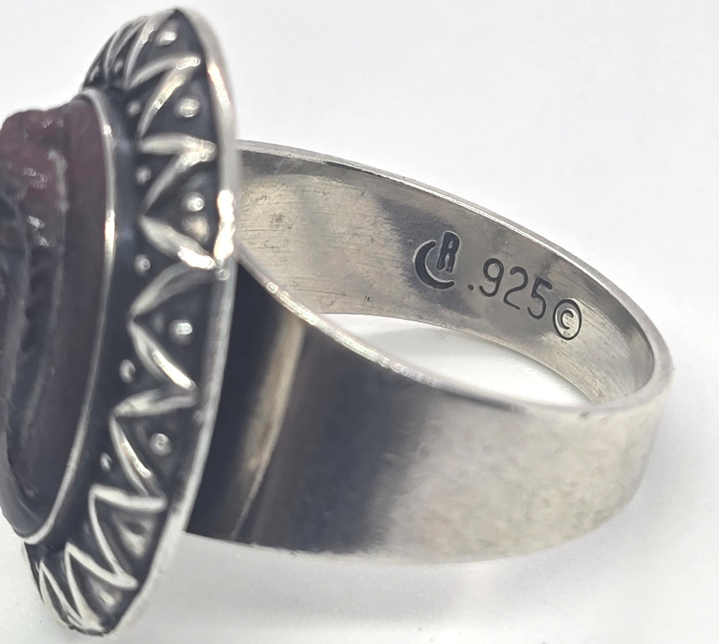 Carolyn Pollack Relios Lizard carved red Tiger's Eye Sterling Silver Ring size 10