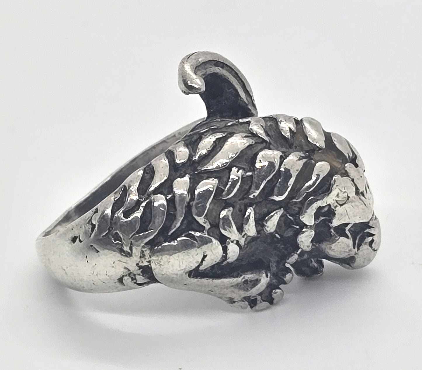 Roaring Lion Antique Leo detailed sterling silver wrap vintage ring size 6