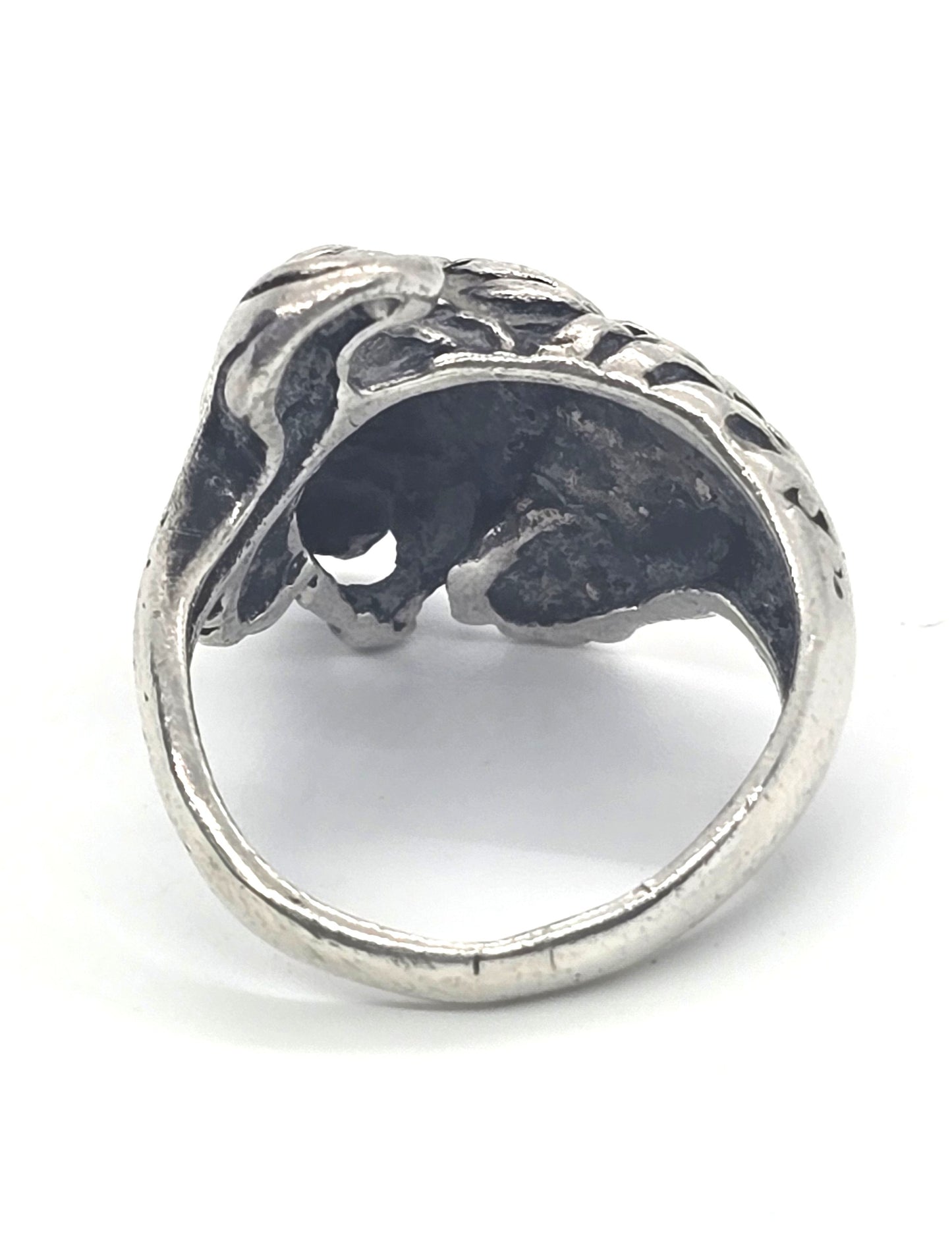 Roaring Lion Antique Leo detailed sterling silver wrap vintage ring size 6