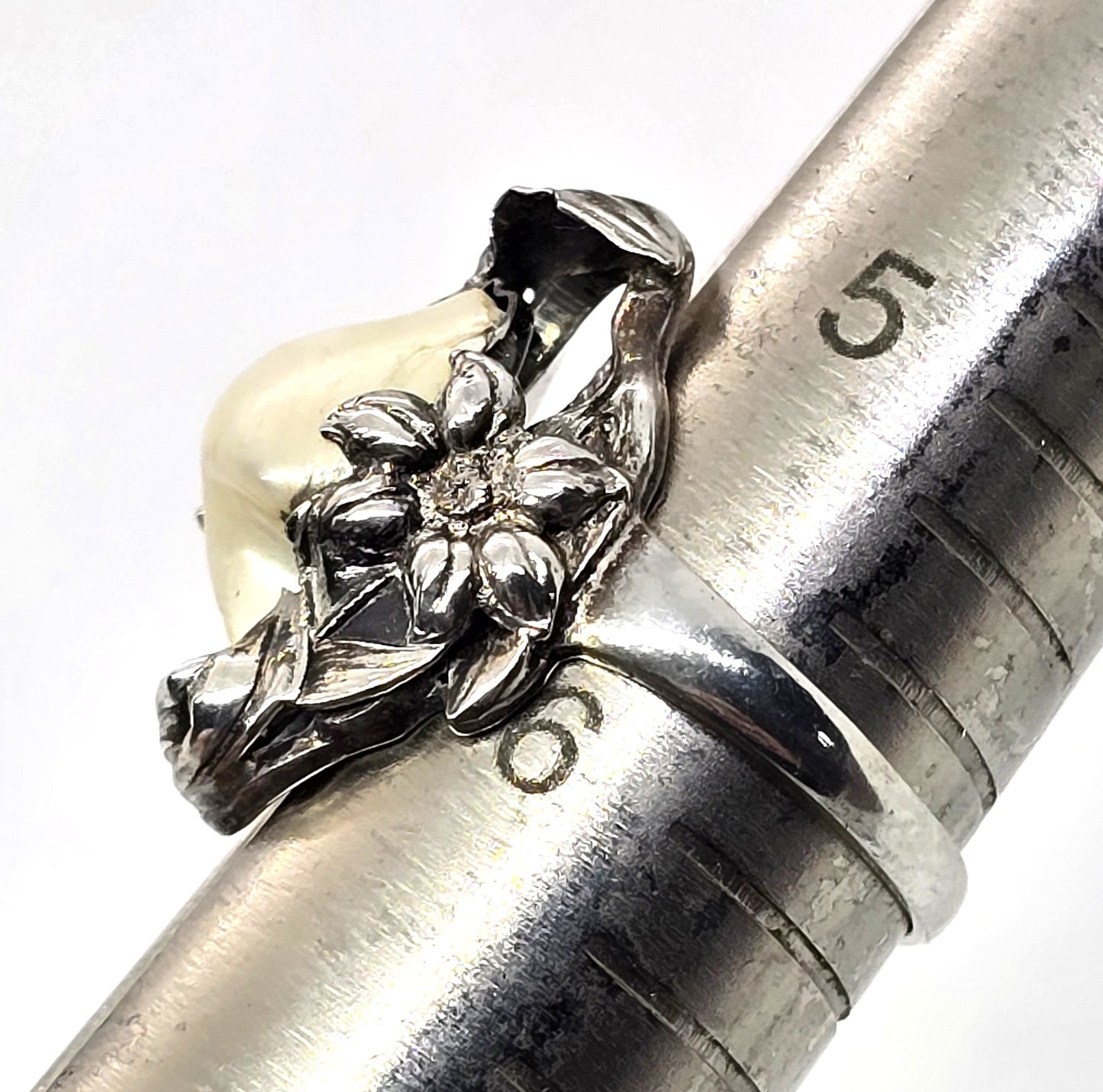 Art Nouveau antique Mississippi River Pearl sterling silver ring size 5.75