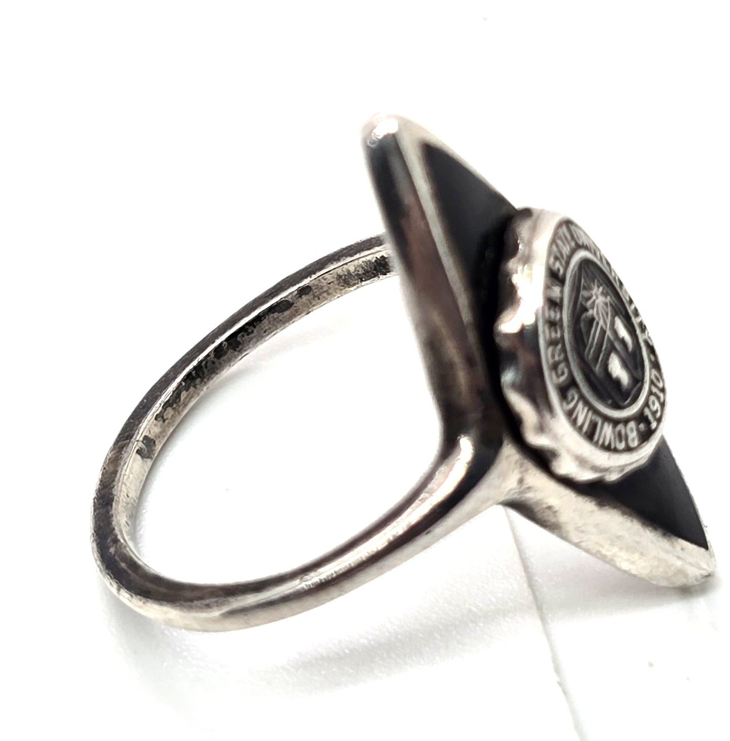 Bowling Green State University 1910 sterling silver black stone inlay size 5.5