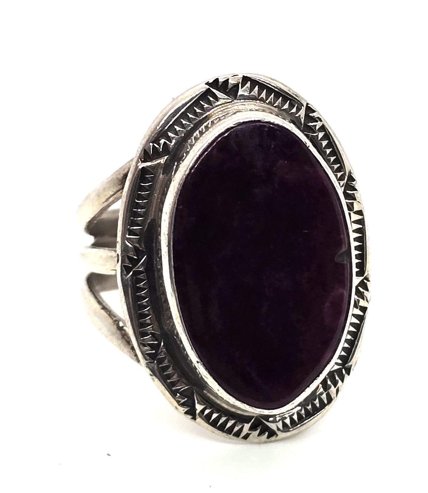 Calvin Peterson Navajo Sugilite Native American sterling silver ring size 8.5