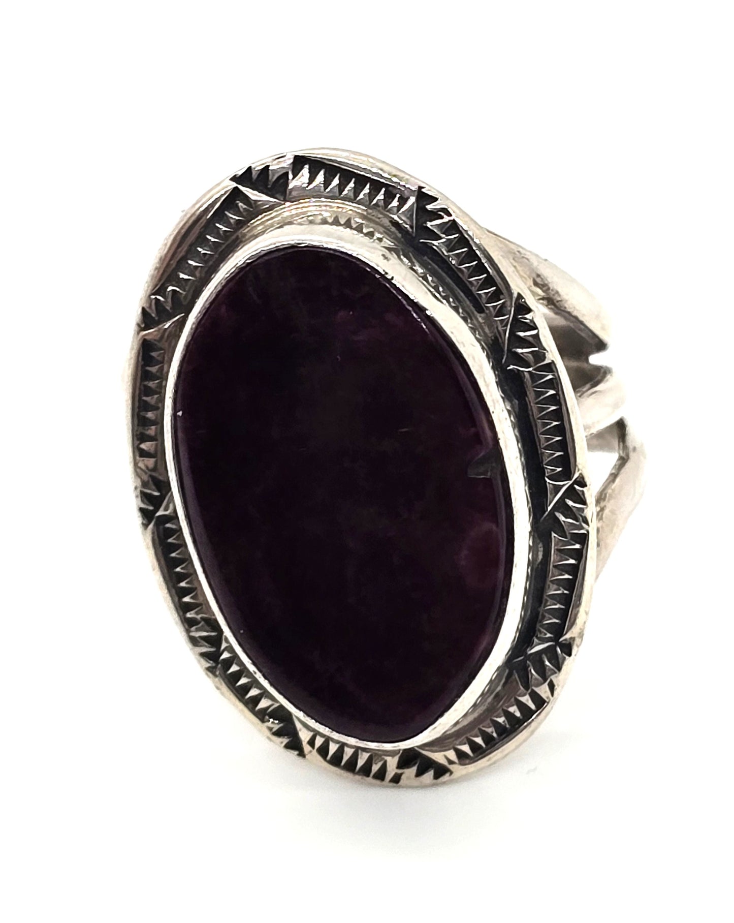Calvin Peterson Navajo Sugilite Native American sterling silver ring size 8.5