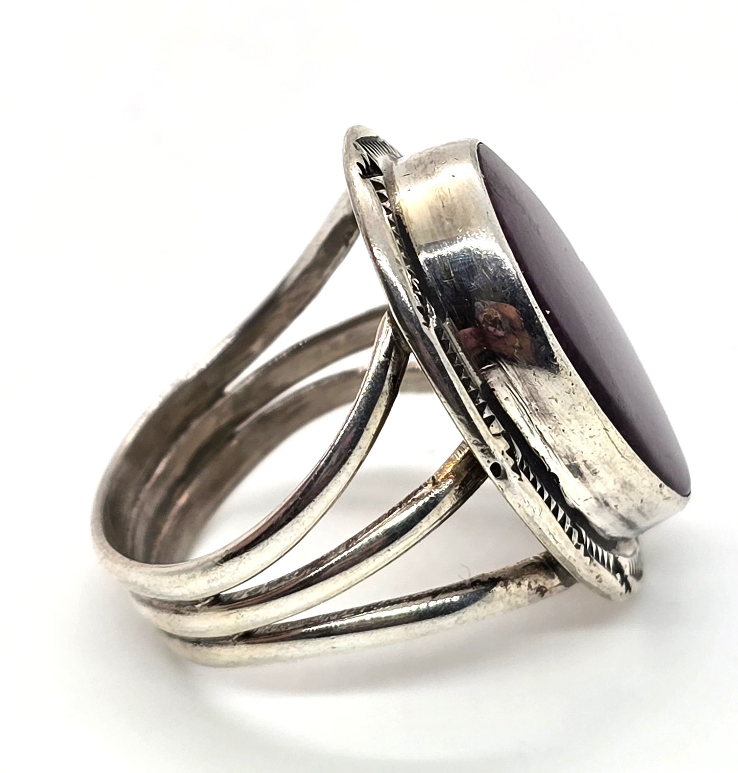 Calvin Peterson Navajo Sugilite Native American sterling silver ring size 8.5