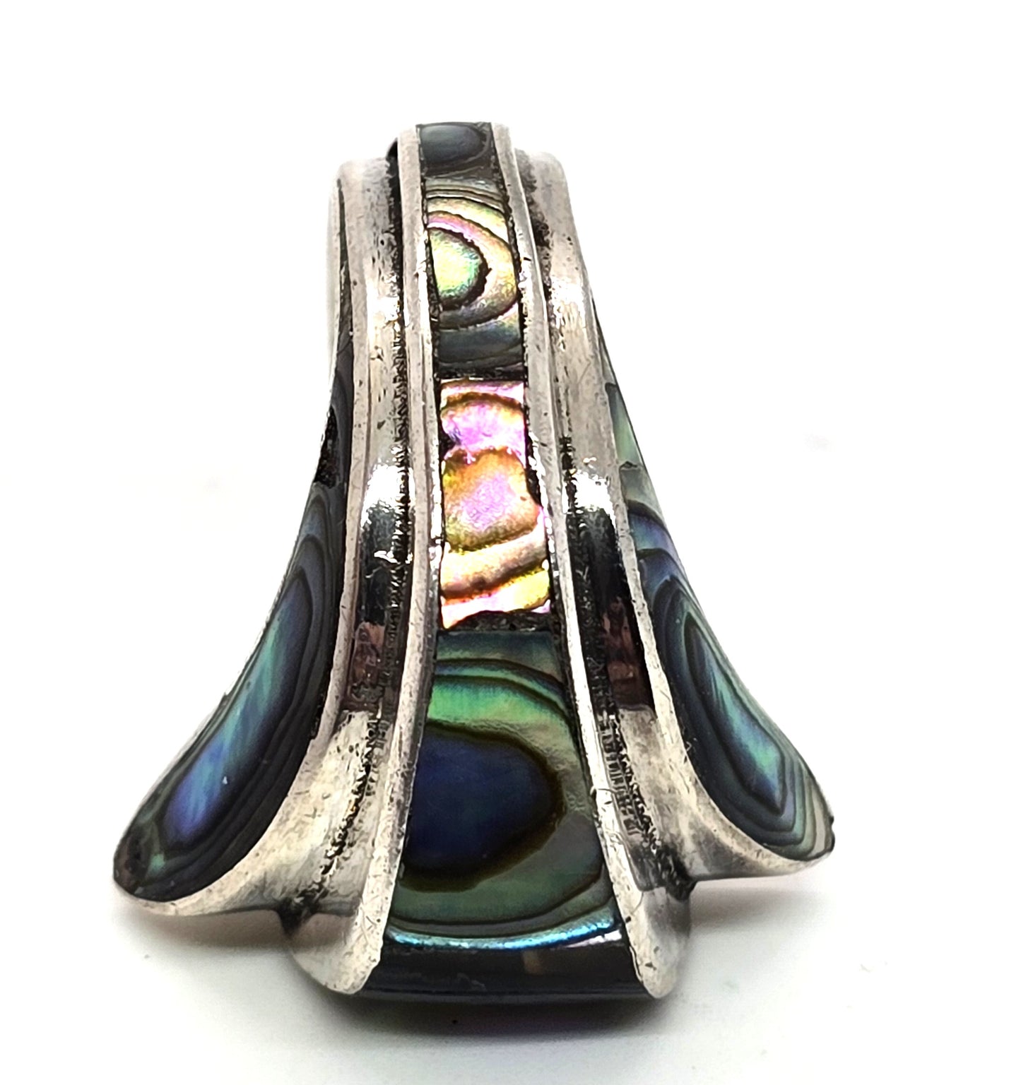 Abalone Wave Taxco eagle mark 3 Mexico sterling silver vintage ring size 6.5