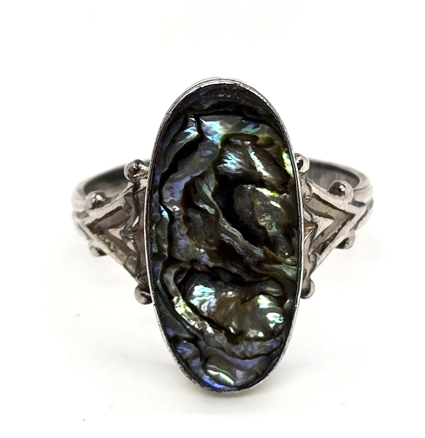 Abalone Southwestern Paua shell sterling silver vintage ring size 7