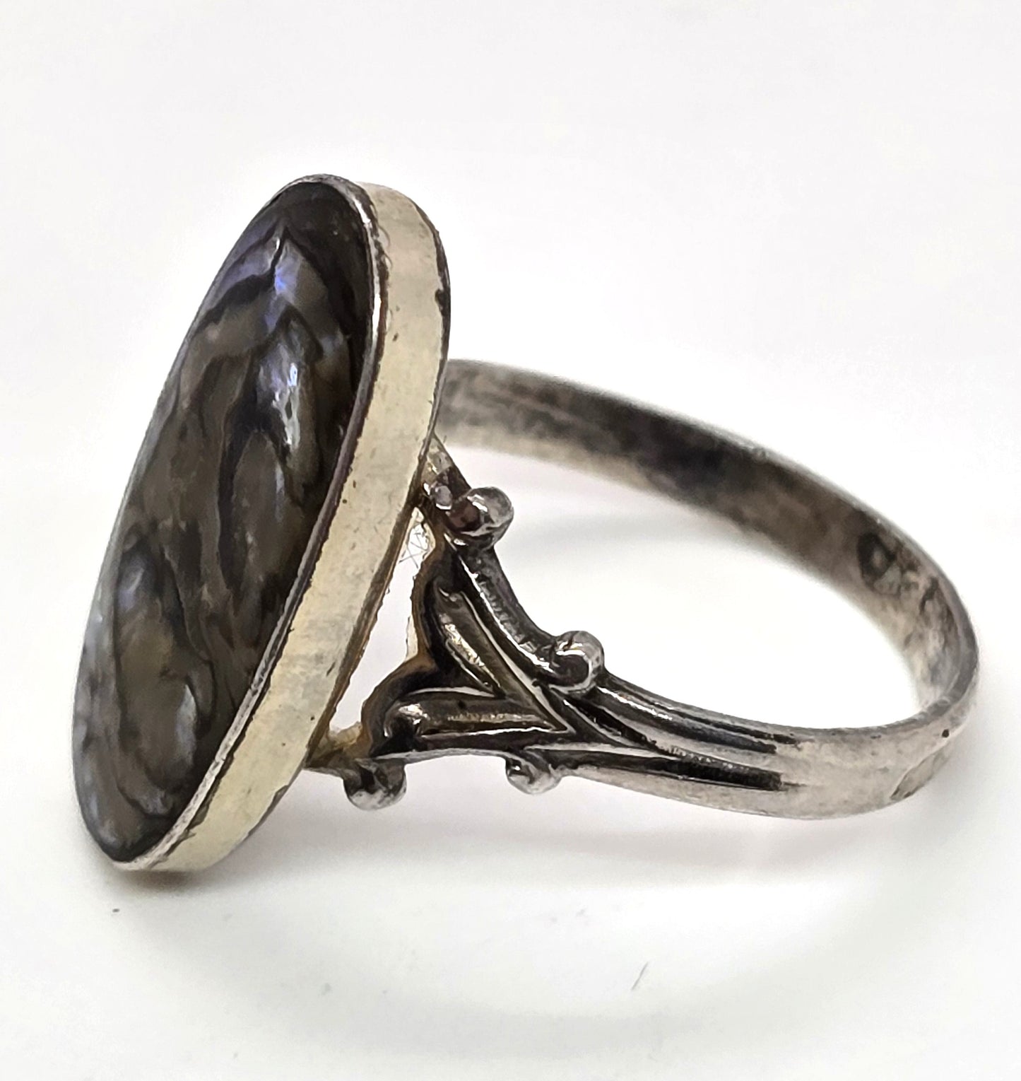 Abalone Southwestern Paua shell sterling silver vintage ring size 7