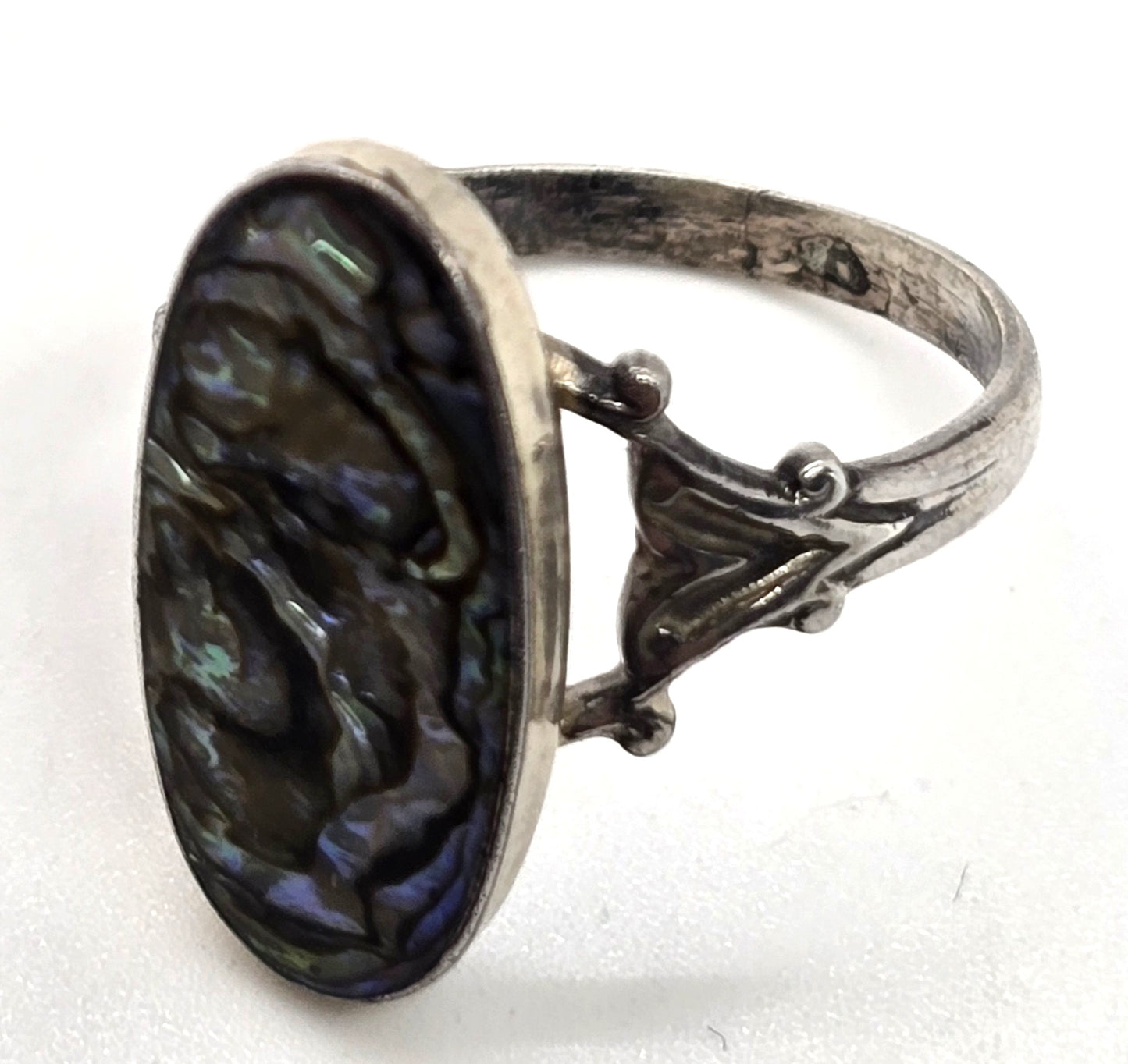 Abalone Southwestern Paua shell sterling silver vintage ring size 7