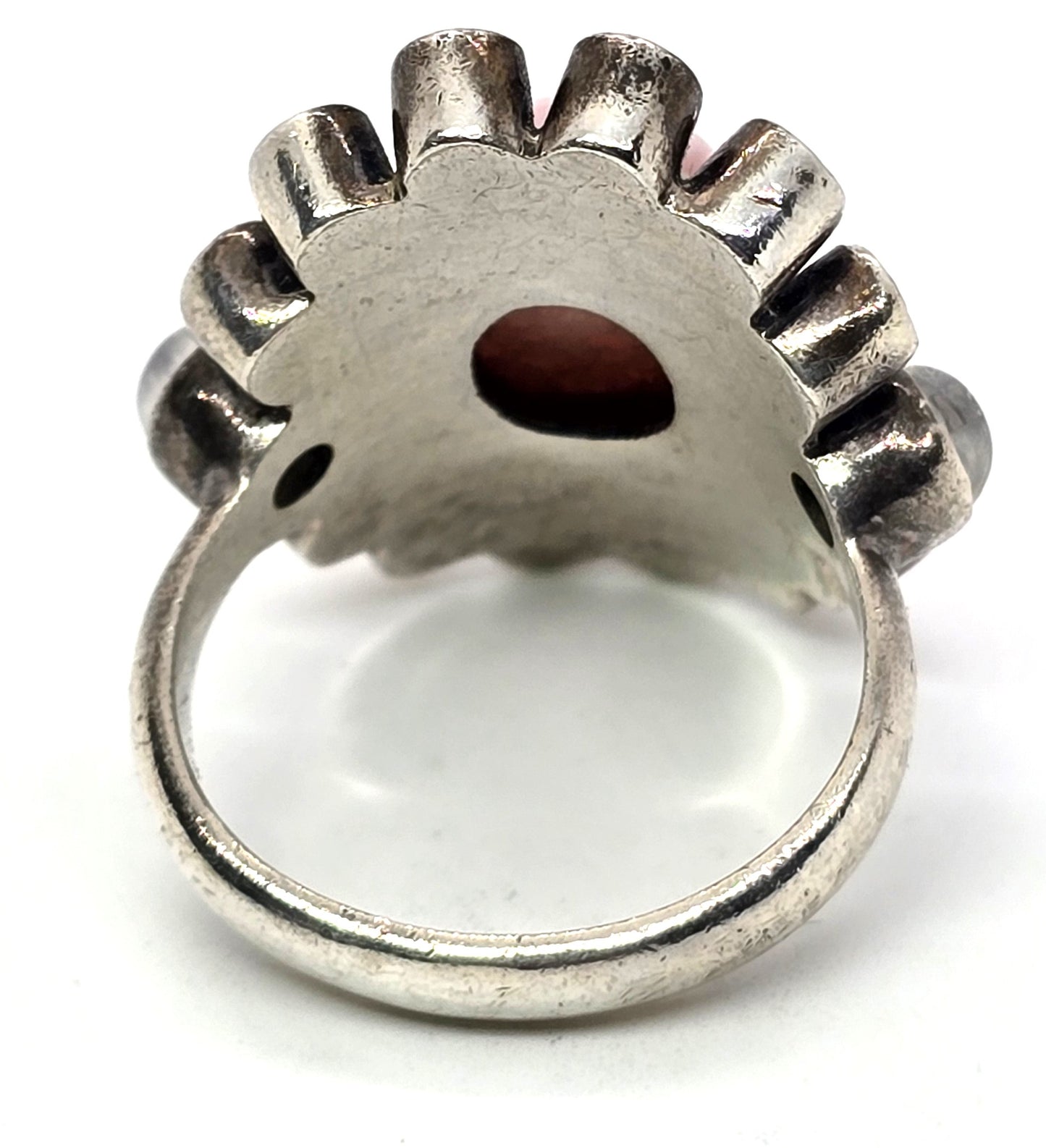 Nicky Butler NB moonstone faceted pink opal, tourmaline sterling silver ring size 7.5