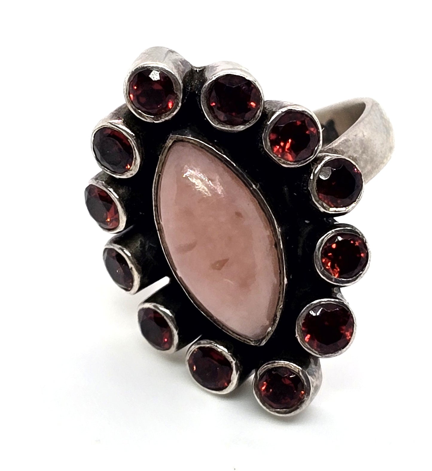Nicky Butler NB pink opal garnet vintage sterling silver ring size 6