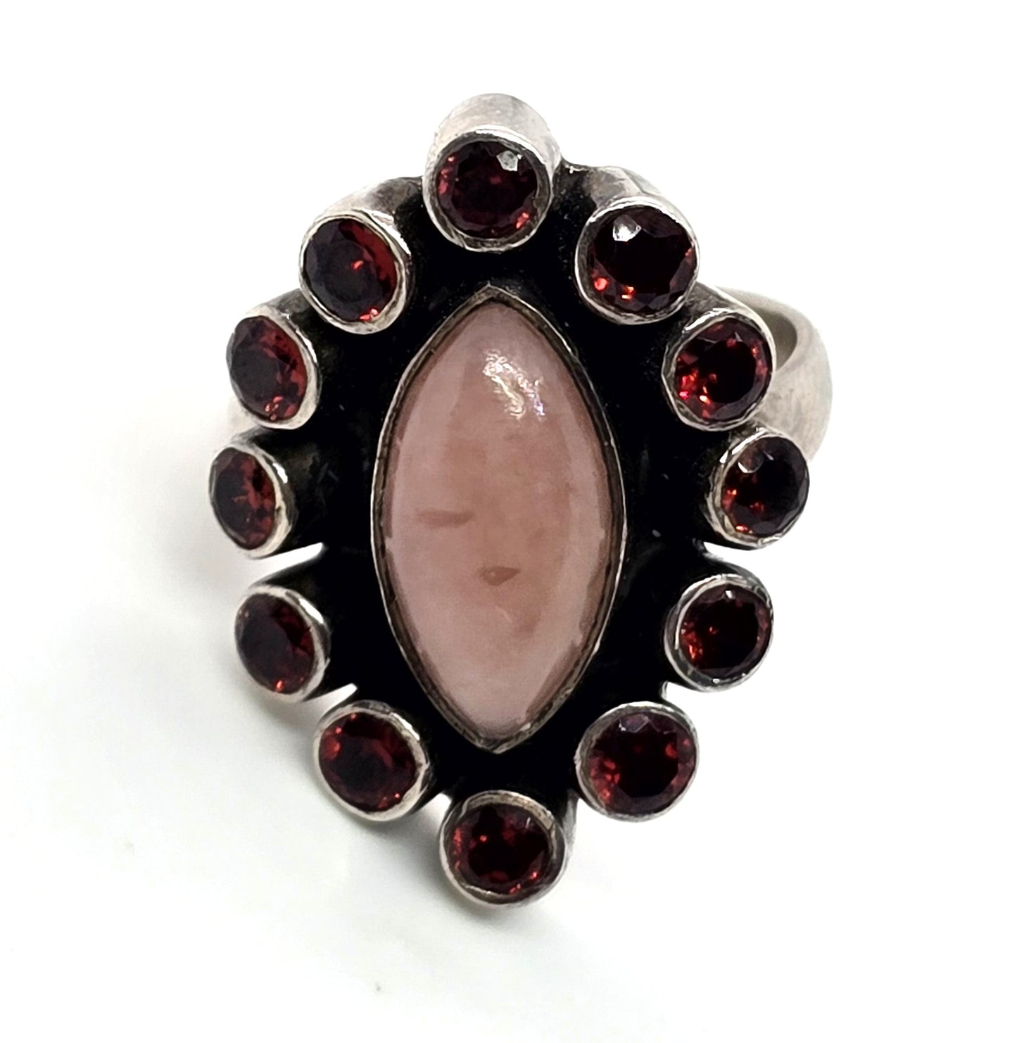 Nicky Butler NB pink opal garnet vintage sterling silver ring size 6