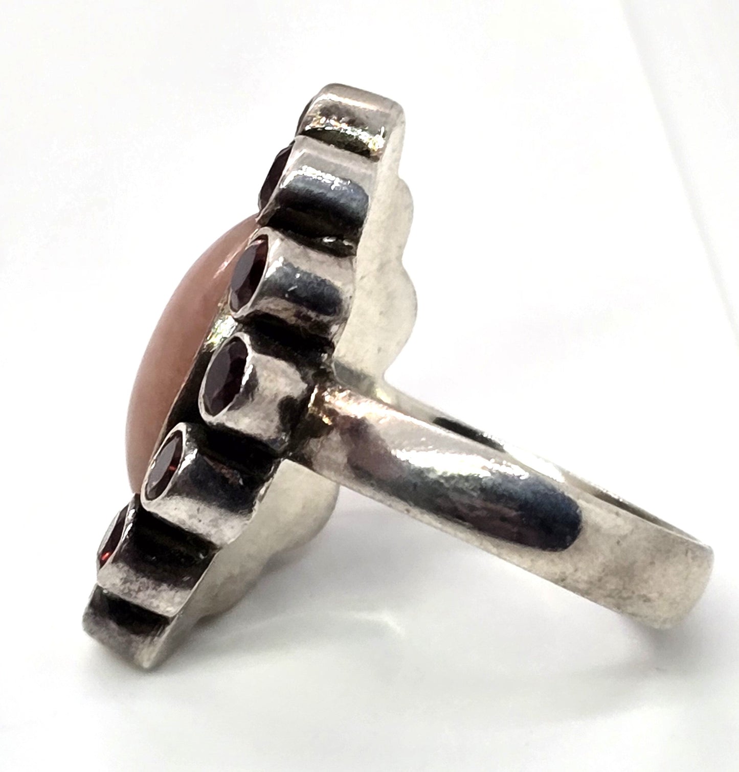 Nicky Butler NB pink opal garnet vintage sterling silver ring size 6