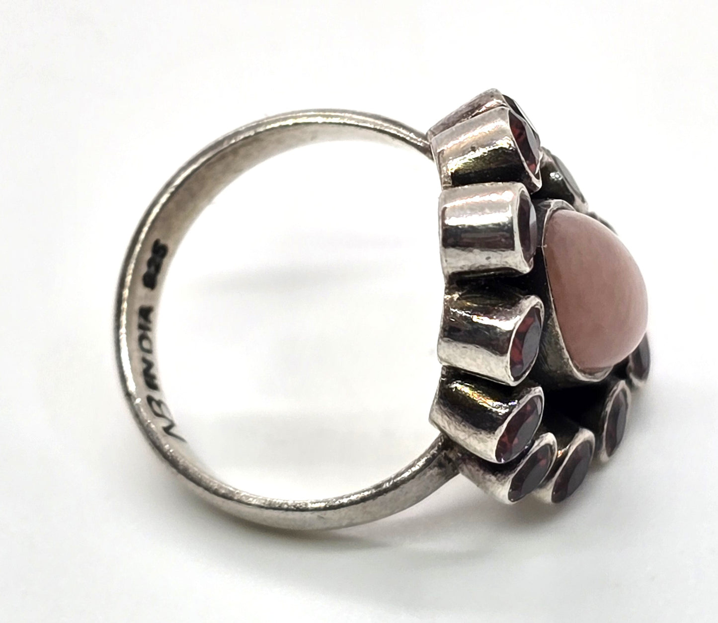 Nicky Butler NB pink opal garnet vintage sterling silver ring size 6