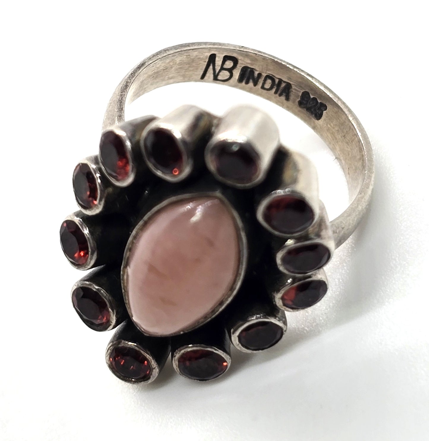 Nicky Butler NB pink opal garnet vintage sterling silver ring size 6