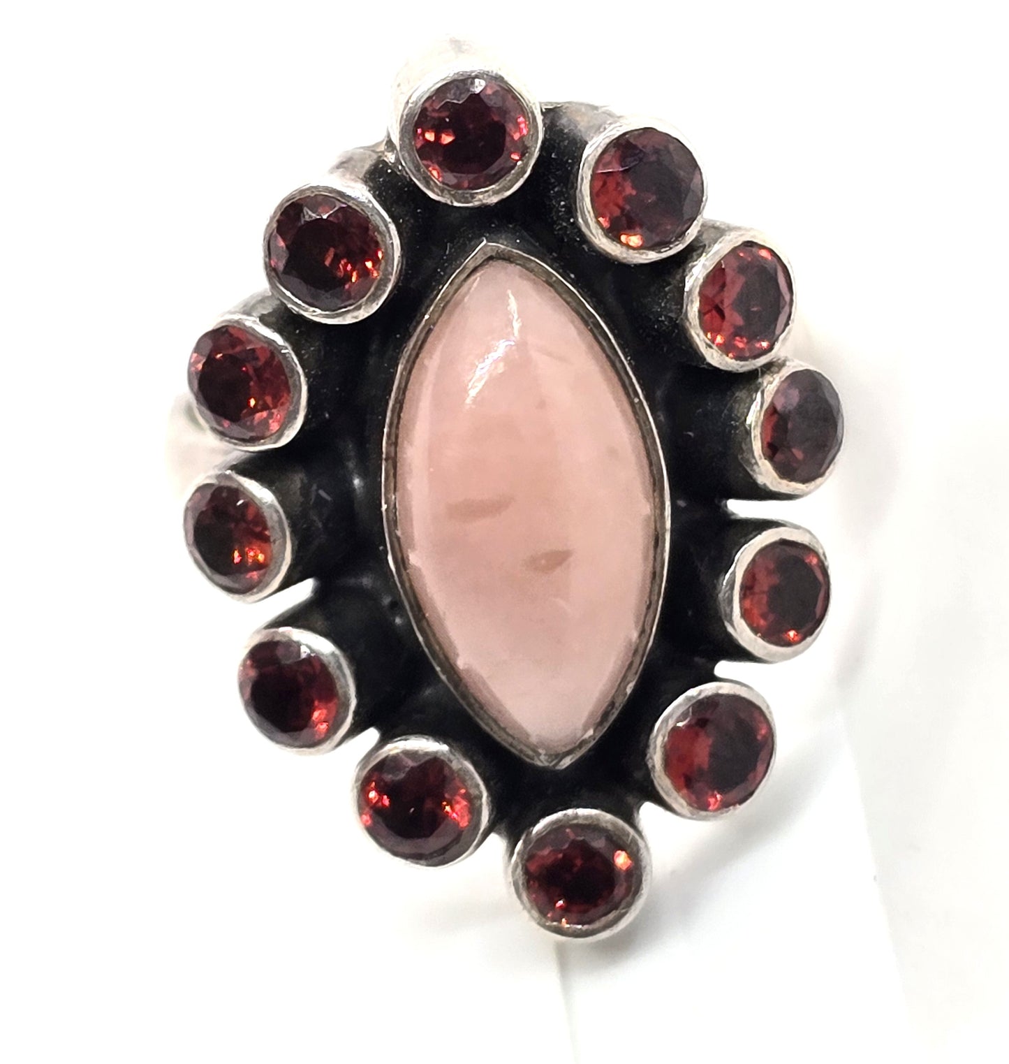 Nicky Butler NB pink opal garnet vintage sterling silver ring size 6