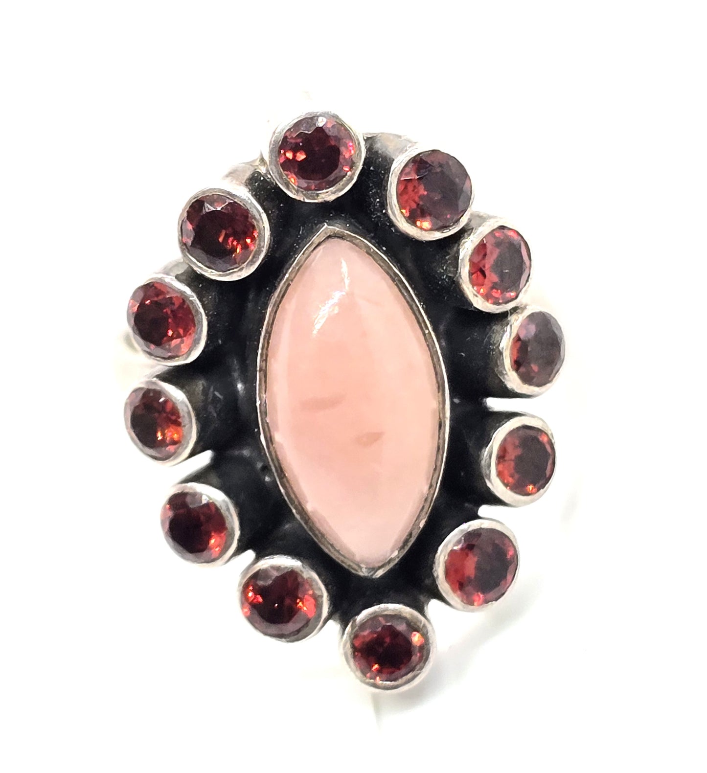 Nicky Butler NB pink opal garnet vintage sterling silver ring size 6